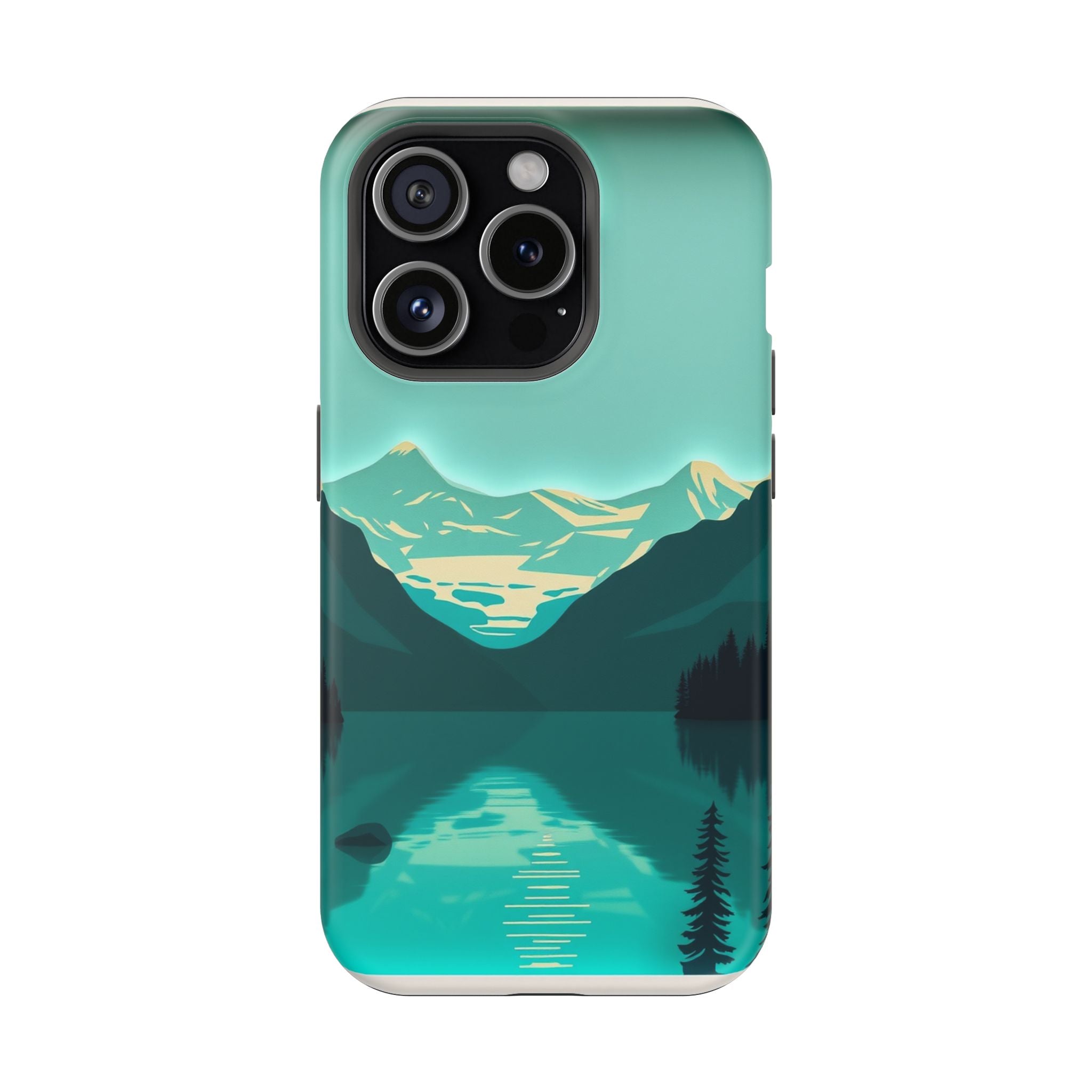iPhone Glacier Lake Paper Cut Art Bold Modern Everyday Snap Case · iPhone Case