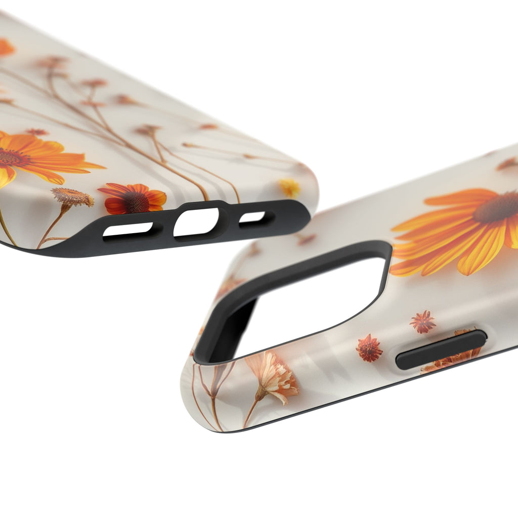 iPhone Mustard And Rust Dried Flower Flat Lay Carry Case Slim Snap Case · iPhone