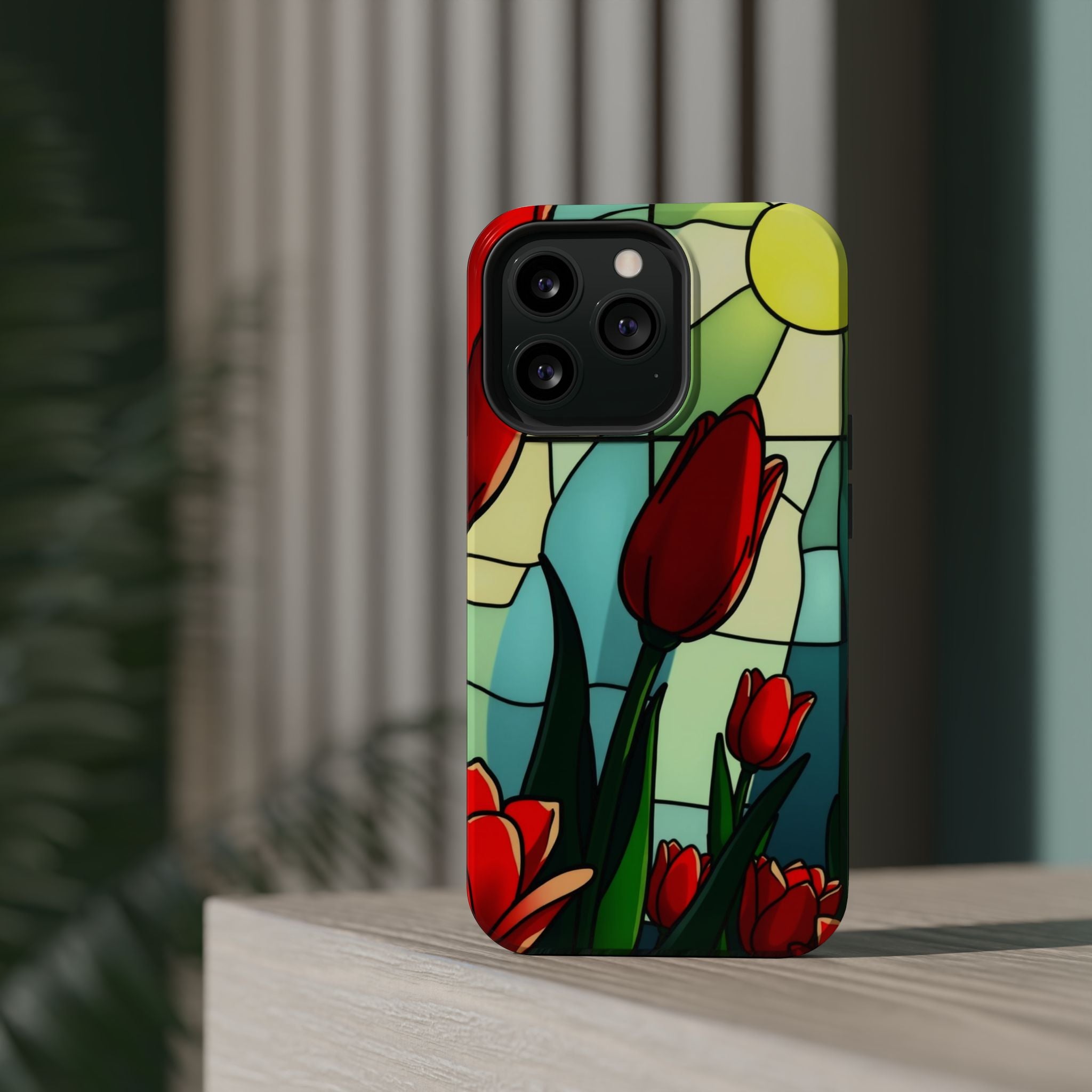 iPhone Tulip Row Stained Glass Slim Everyday Designer Case · iPhone Case
