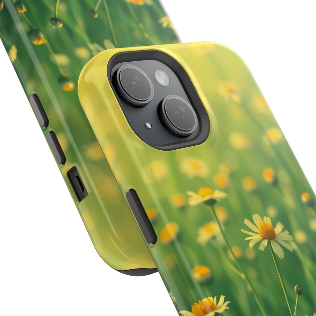 iPhone Emerald Green And Gold Wildflower Field Soft Finish Everyday · iPhone Cas