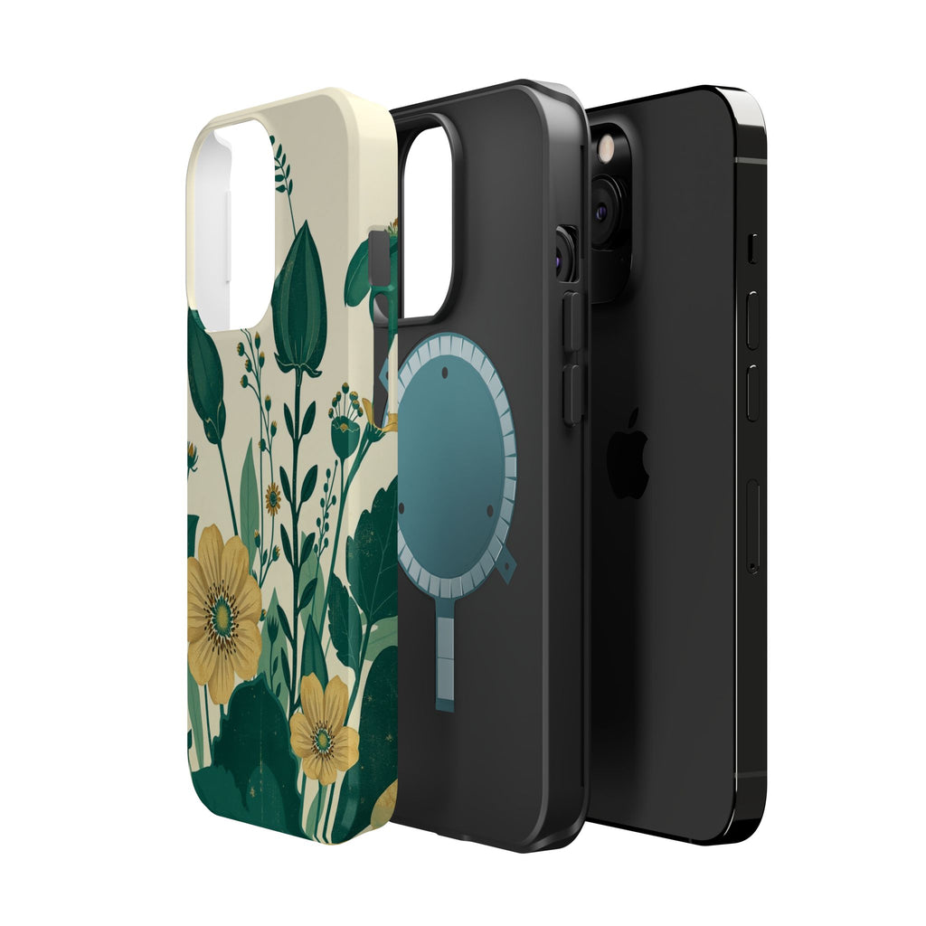 iPhone Emerald Green And Gold Pressed Botanicals Clean iPhone Minimal · iPhone C