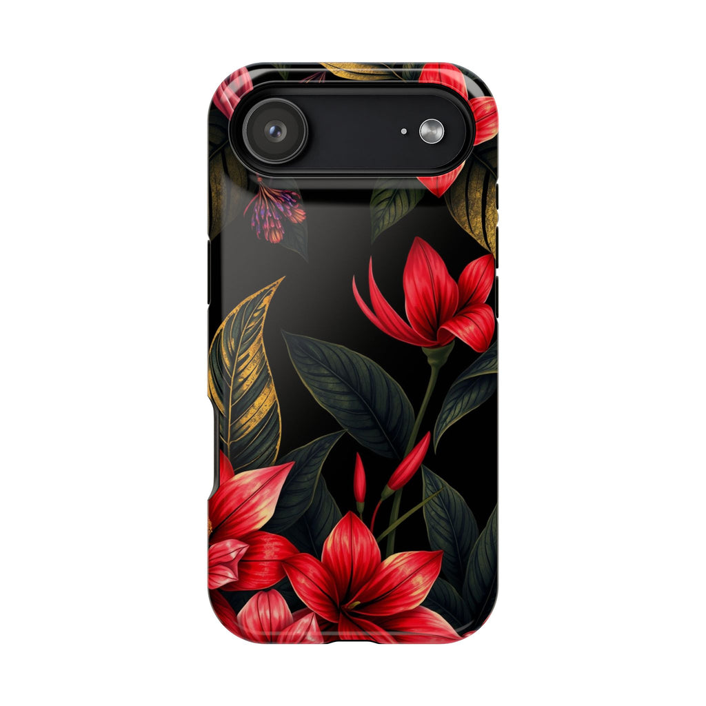 iPhone Black And Crimson Jungle Floral Slim Everyday Designer Case · iPhone Case