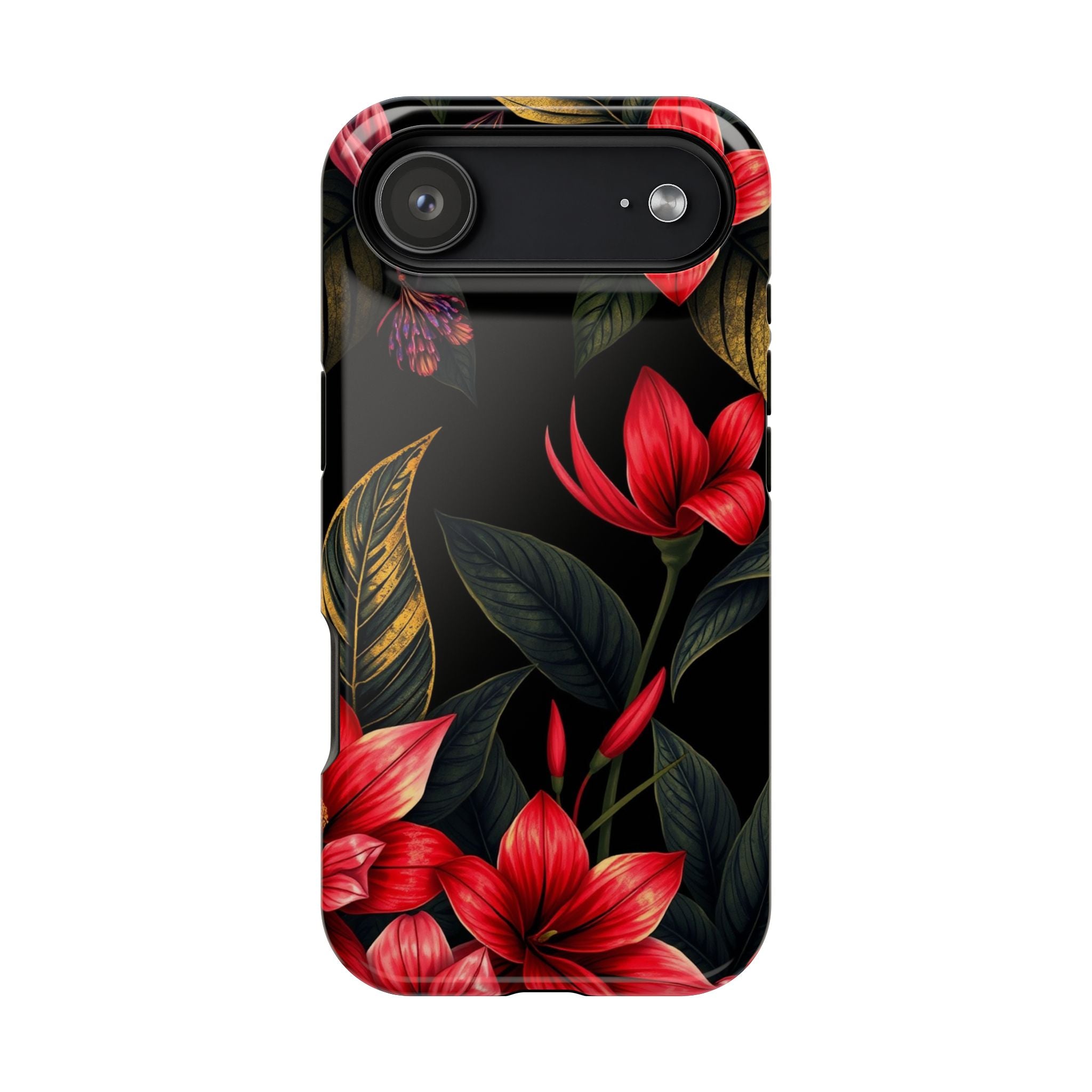 iPhone Black And Crimson Jungle Floral Slim Everyday Designer Case · iPhone Case