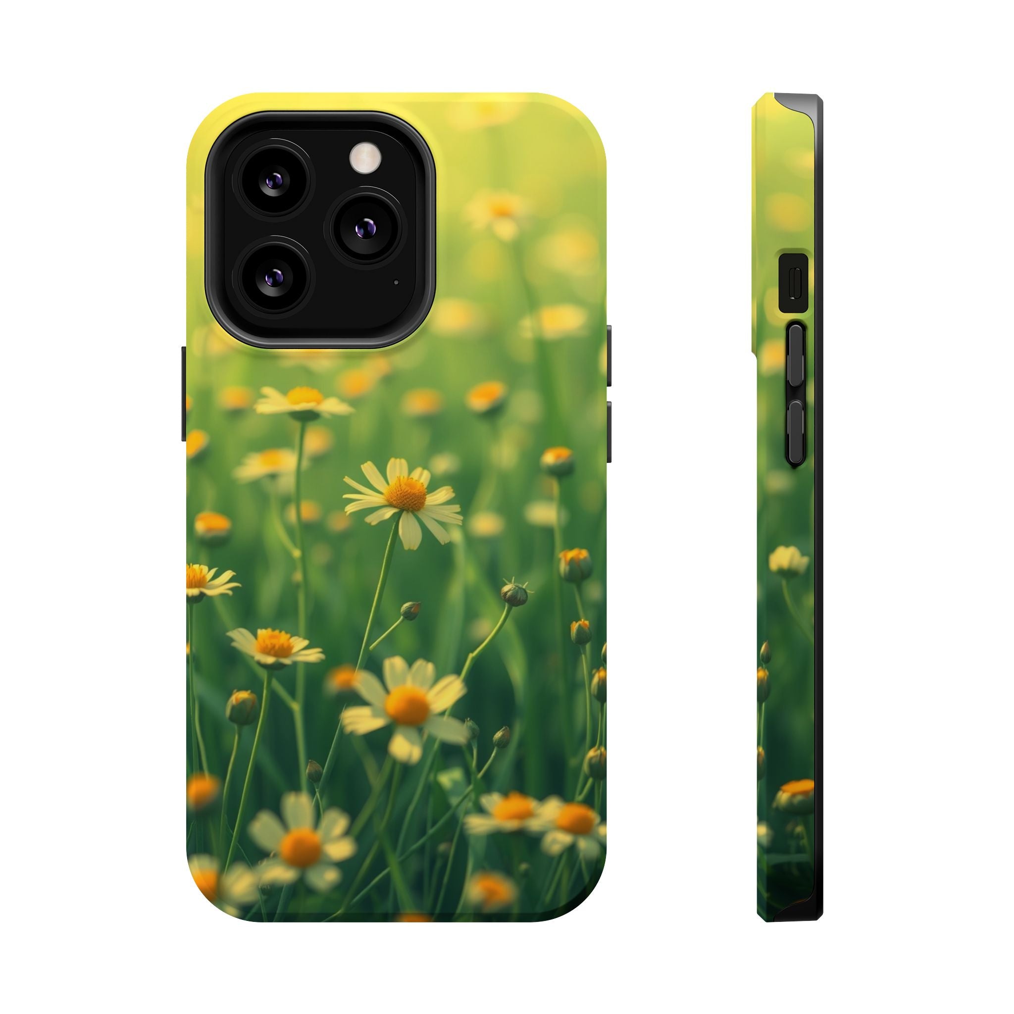 iPhone Emerald Green And Gold Wildflower Field Soft Finish Everyday · iPhone Cas