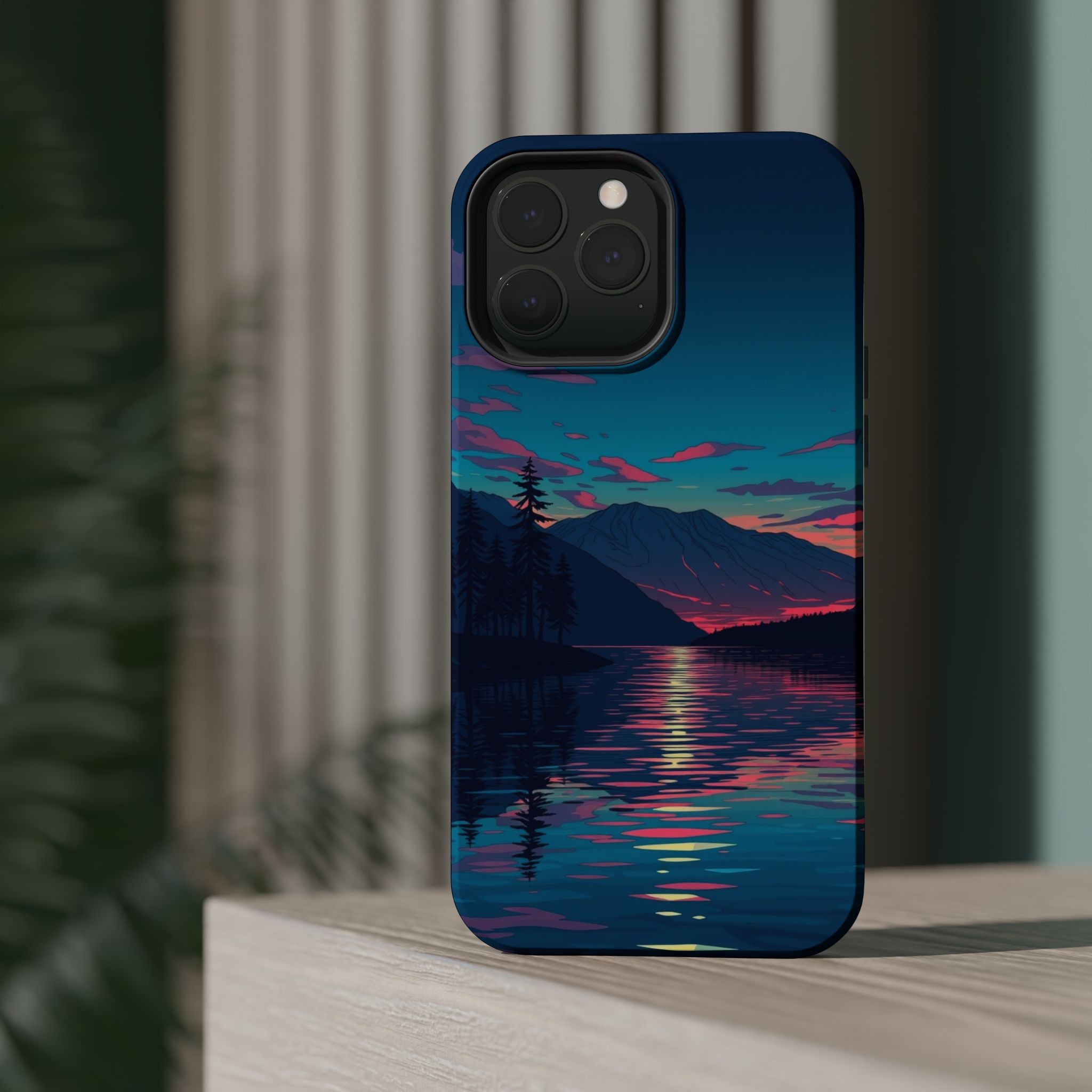 iPhone Vibrant Lake at Twilight Design Slim Everyday Designer Case · iPhone Case