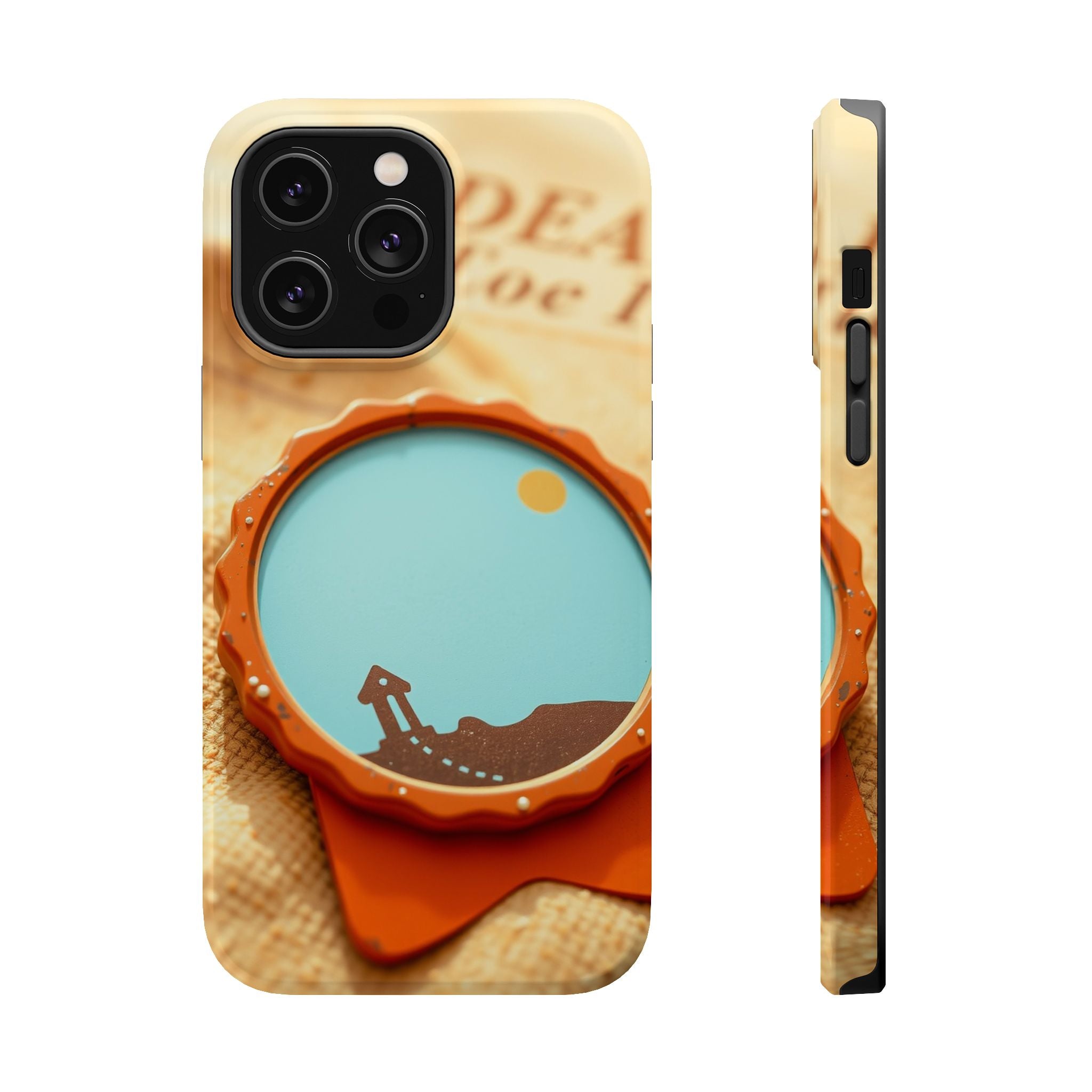 iPhone Burnt Orange And Sand Retro Travel Badge Soft Finish Everyday Case · iPho