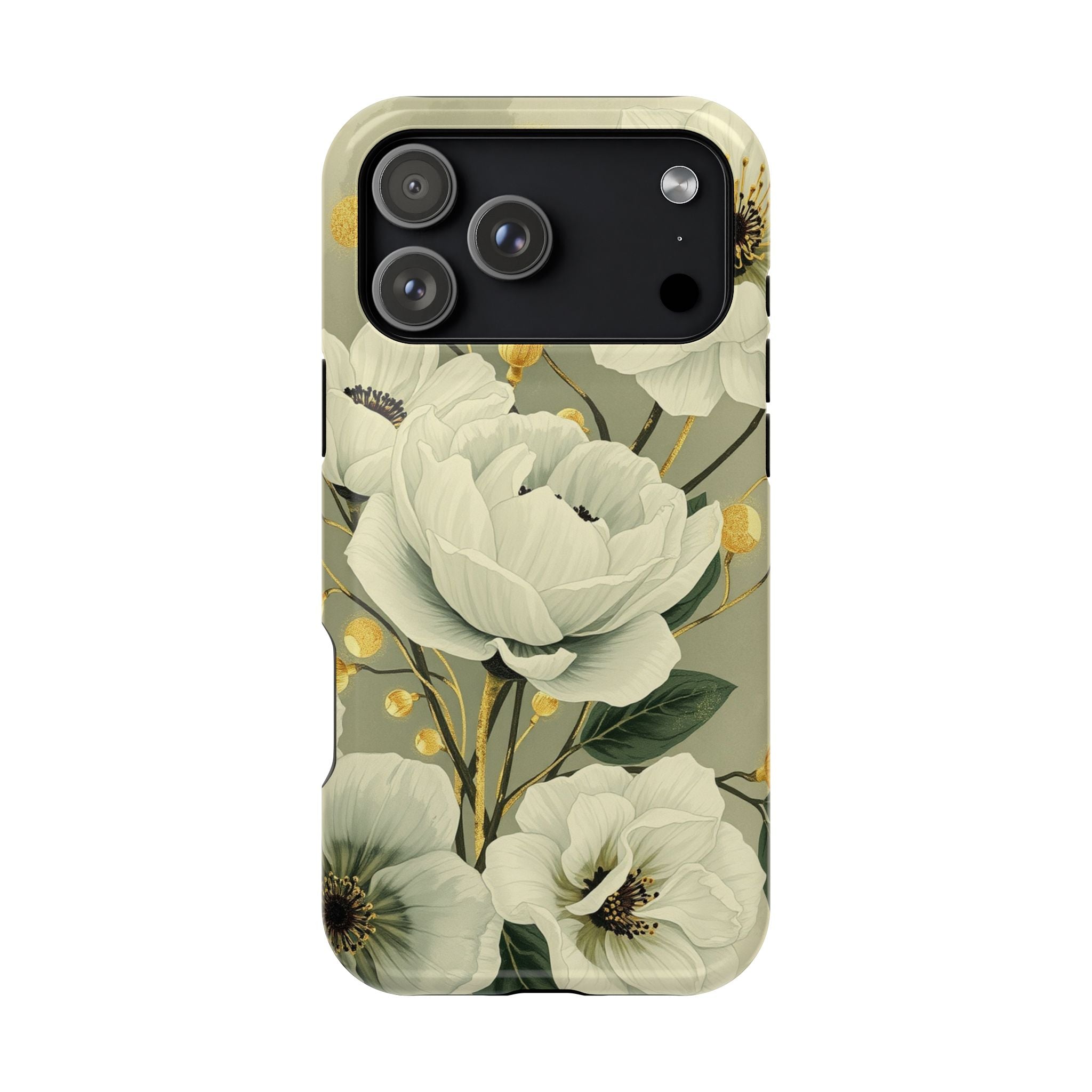 iPhone Sage And Ivory Floral Ink Wash Slim Everyday iPhone 14 Designer · iPhone