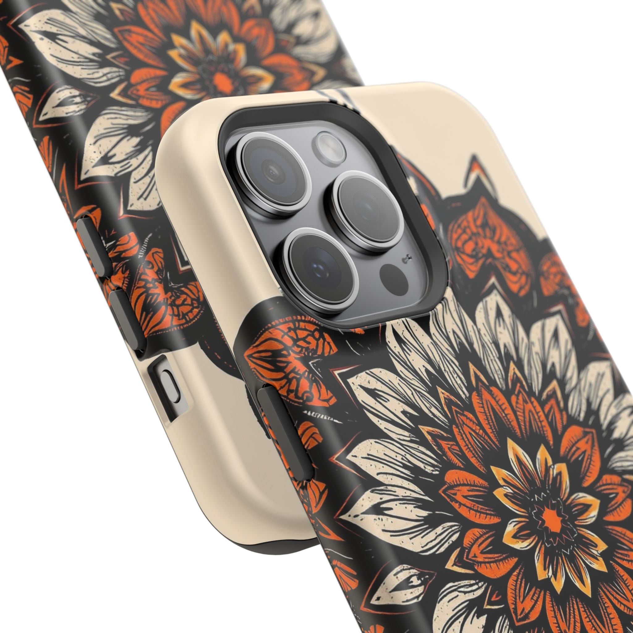 iPhone Burnt Orange And Sand Floral Mandala Slim Snap Cas Carry Case · iPhone Ca
