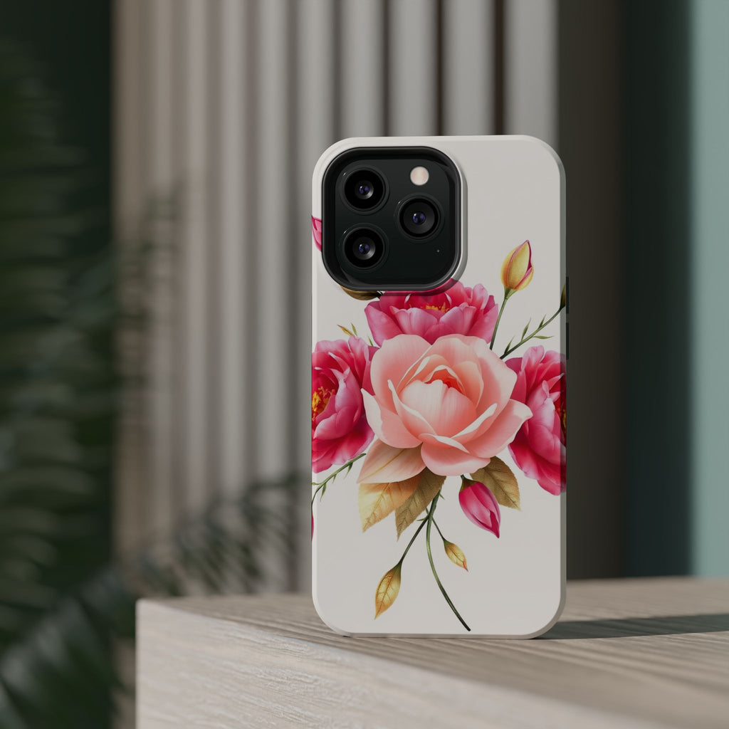 iPhone Rose Pink And Cream Neon Floral Slim Everyday Designer Case · iPhone Case