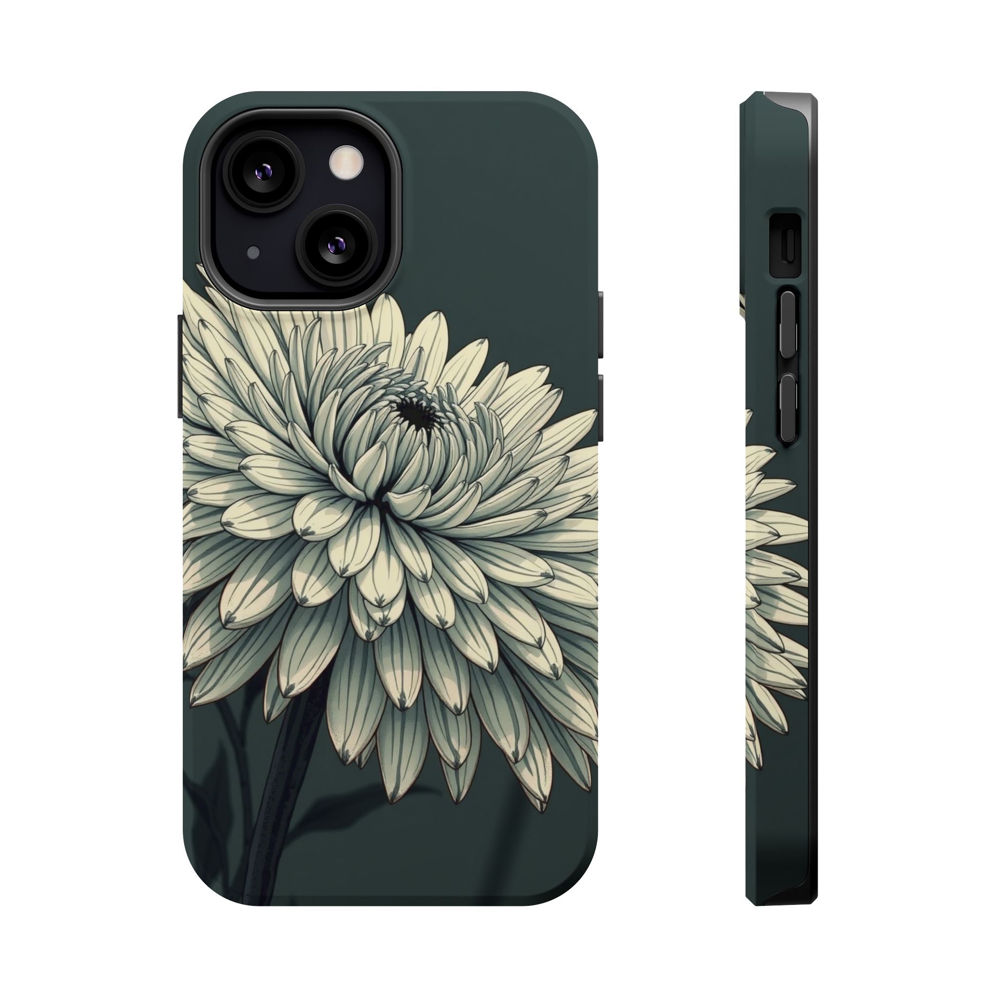 iPhone Chrysanthemum Classic Dark Gothic Ink Carry Case Slim Snap Case · iPhone