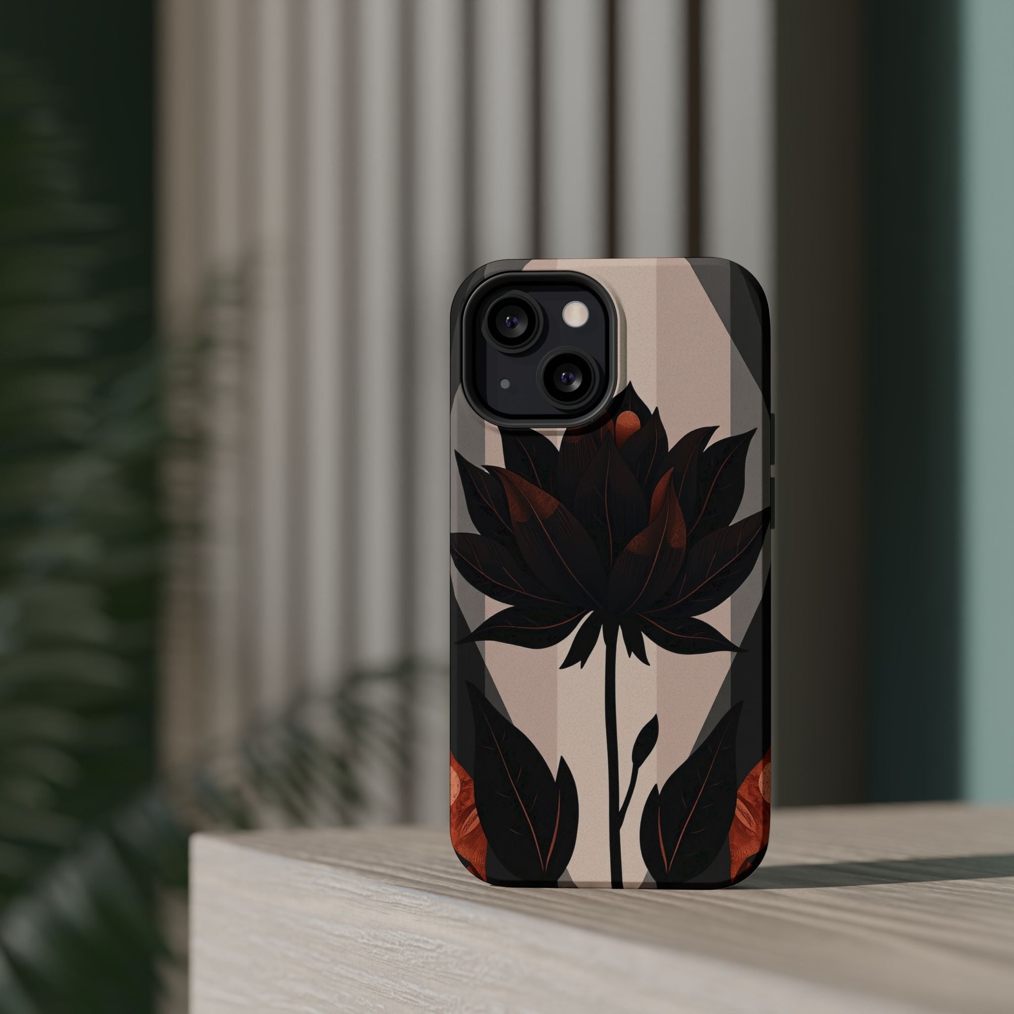 iPhone Charcoal And Copper Floral Silhouette Slim iPhone Everyday · iPhone Case