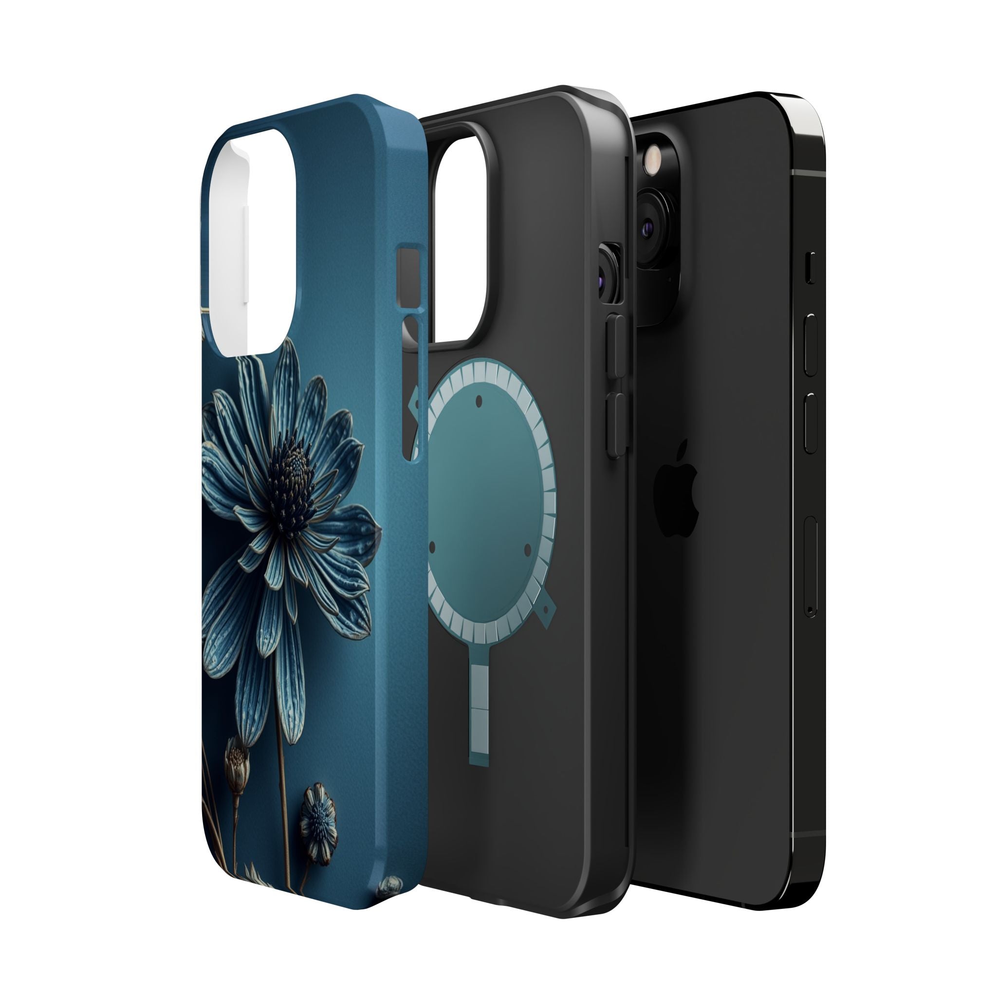 iPhone Midnight Blue And Silver Dried Flower Flat Lay iPhone 15 · iPhone Case