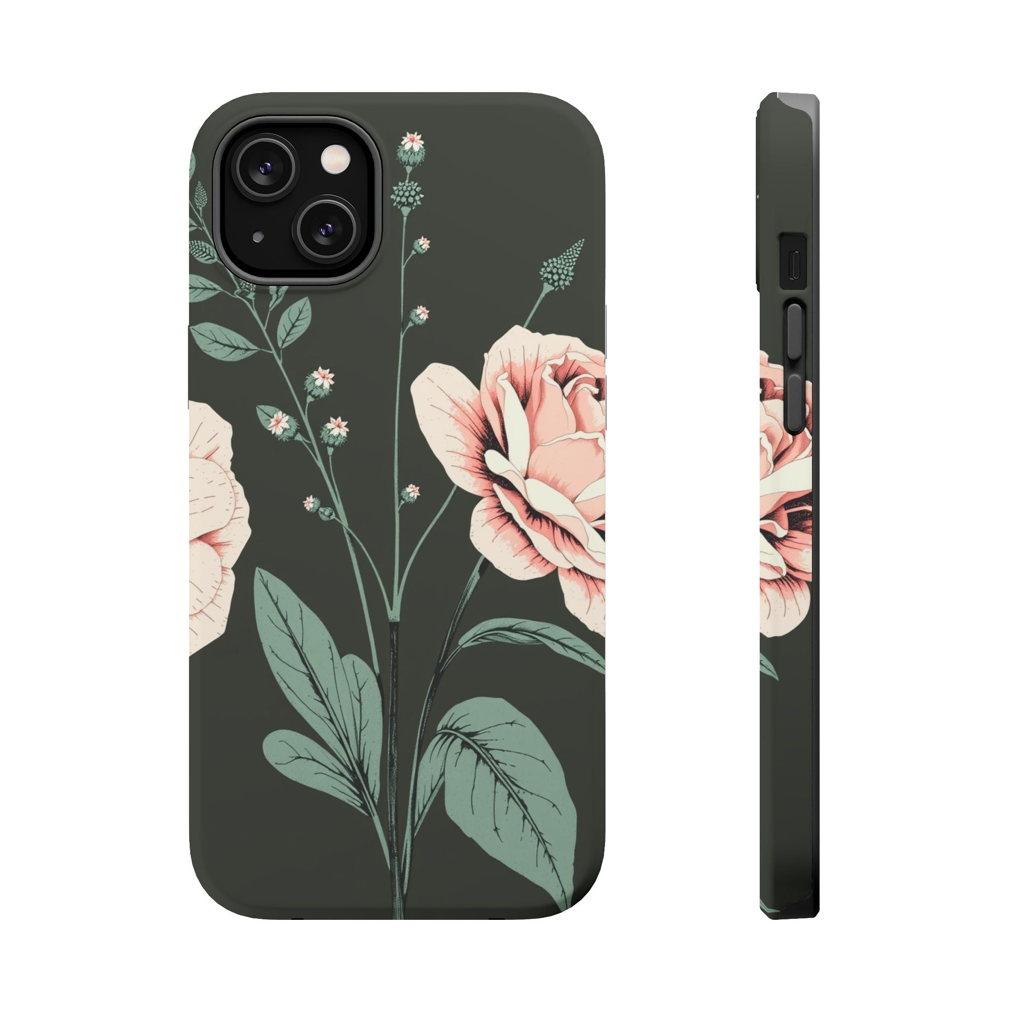 iPhone Mint And Blush Vintage Botanical Print Slim Everyday Designer Case · iPho