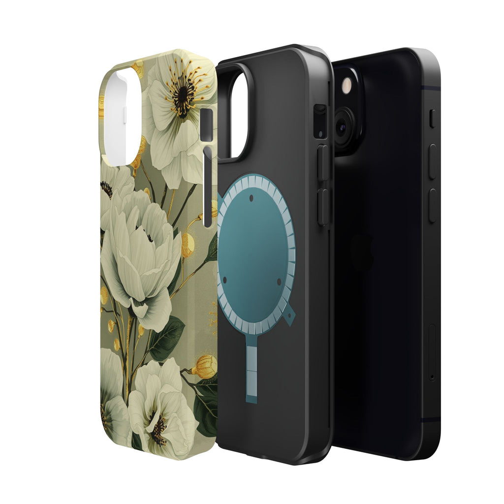 iPhone Sage And Ivory Floral Ink Wash Slim Everyday iPhone 14 Designer · iPhone