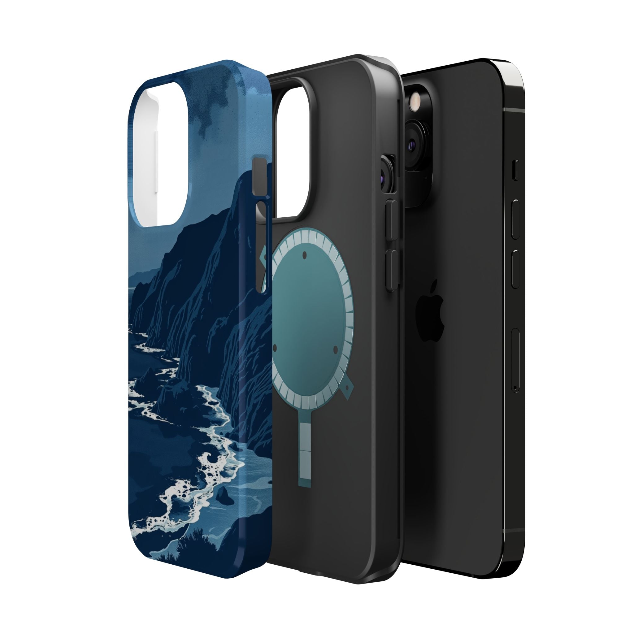 iPhone Midnight Blue And Silver Hibiscus Coast Carry Case Slim Snap Case · iPhon