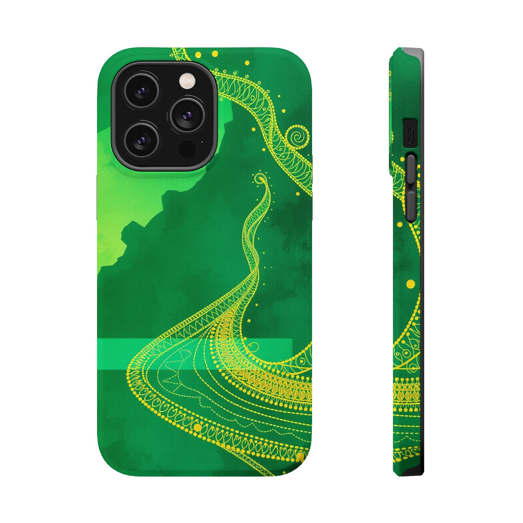 iPhone Emerald Green And Gold Zentangle Flow Slim iPhone Everyday · iPhone Case