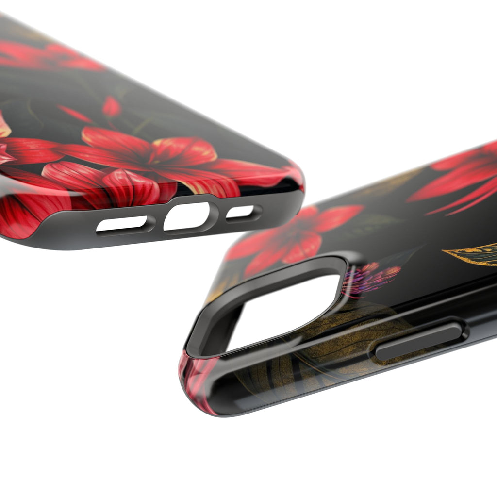 iPhone Black And Crimson Jungle Floral Slim Everyday Designer Case · iPhone Case