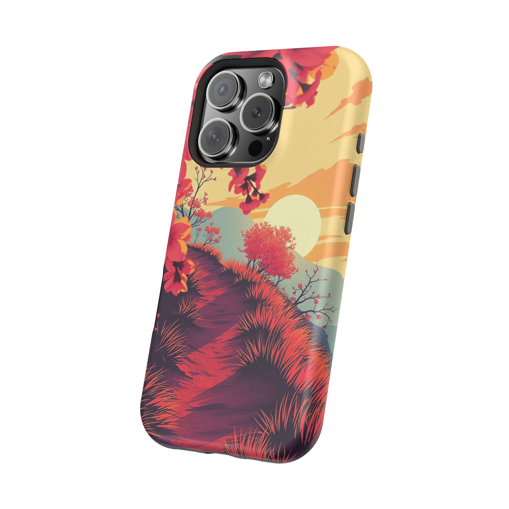 iPhone Sunset Amber And Peach Blossom Trail Soft iPhone 15 Finish · iPhone Case