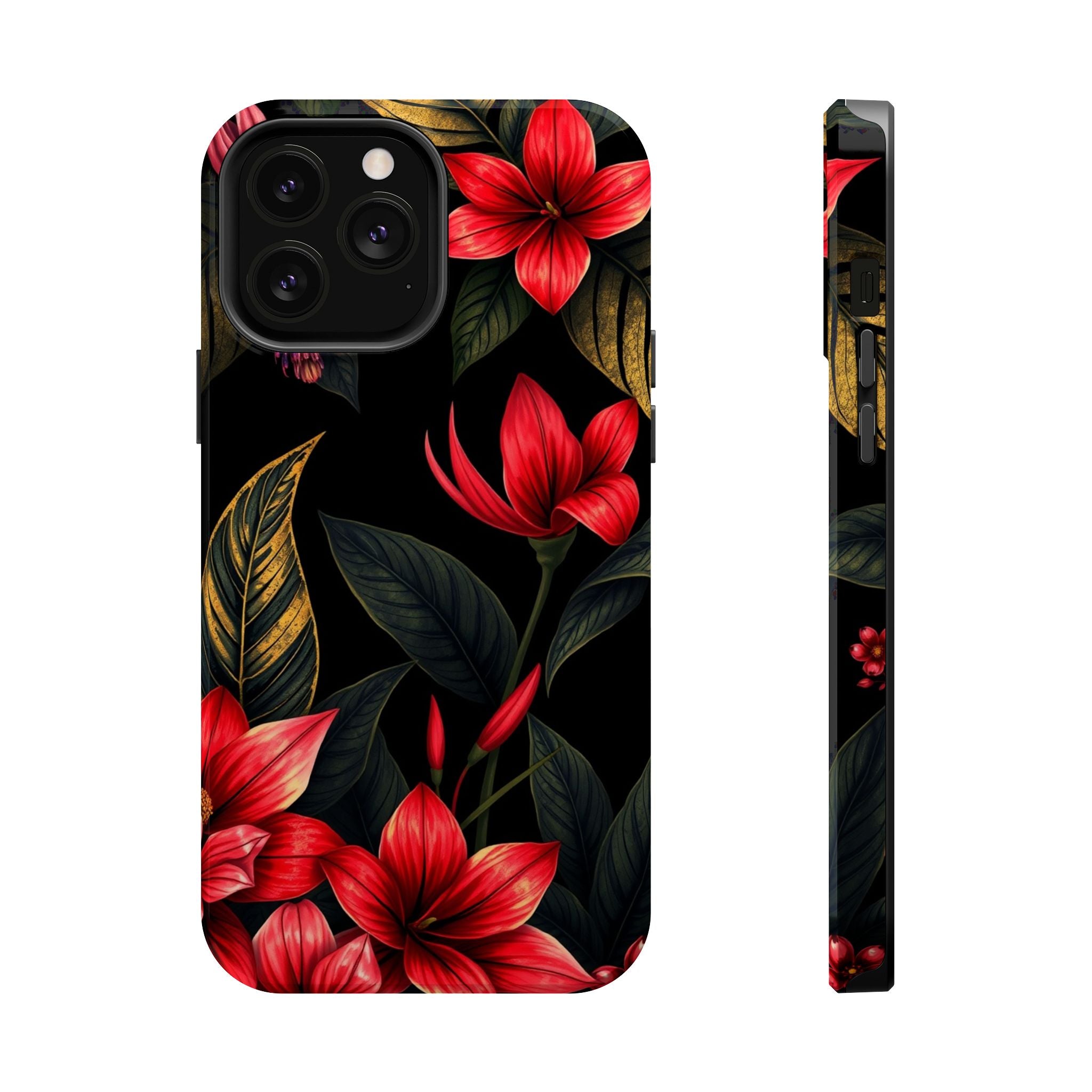 iPhone Black And Crimson Jungle Floral Slim Everyday Designer Case · iPhone Case