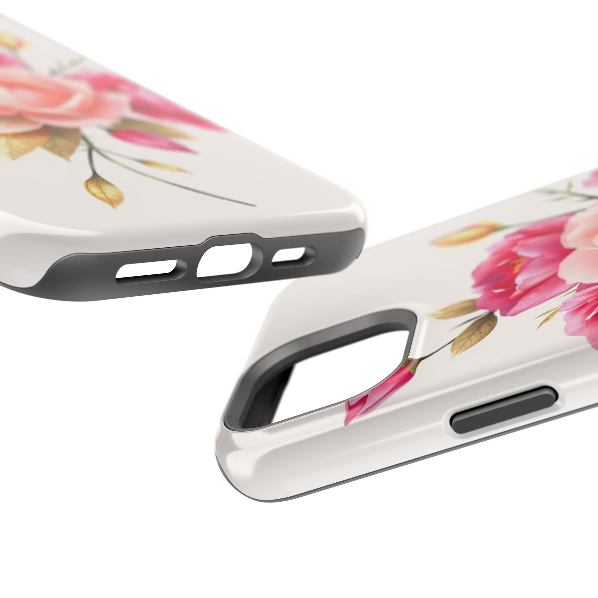iPhone Rose Pink And Cream Neon Floral Slim Everyday Designer Case · iPhone Case