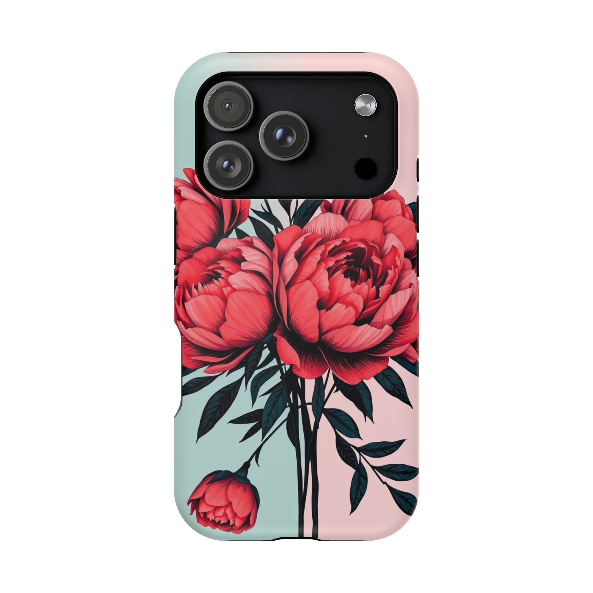 iPhone Teal And Coral Peony Bouquet Artistic Everyday Cas Slim Snap Case · iPhon
