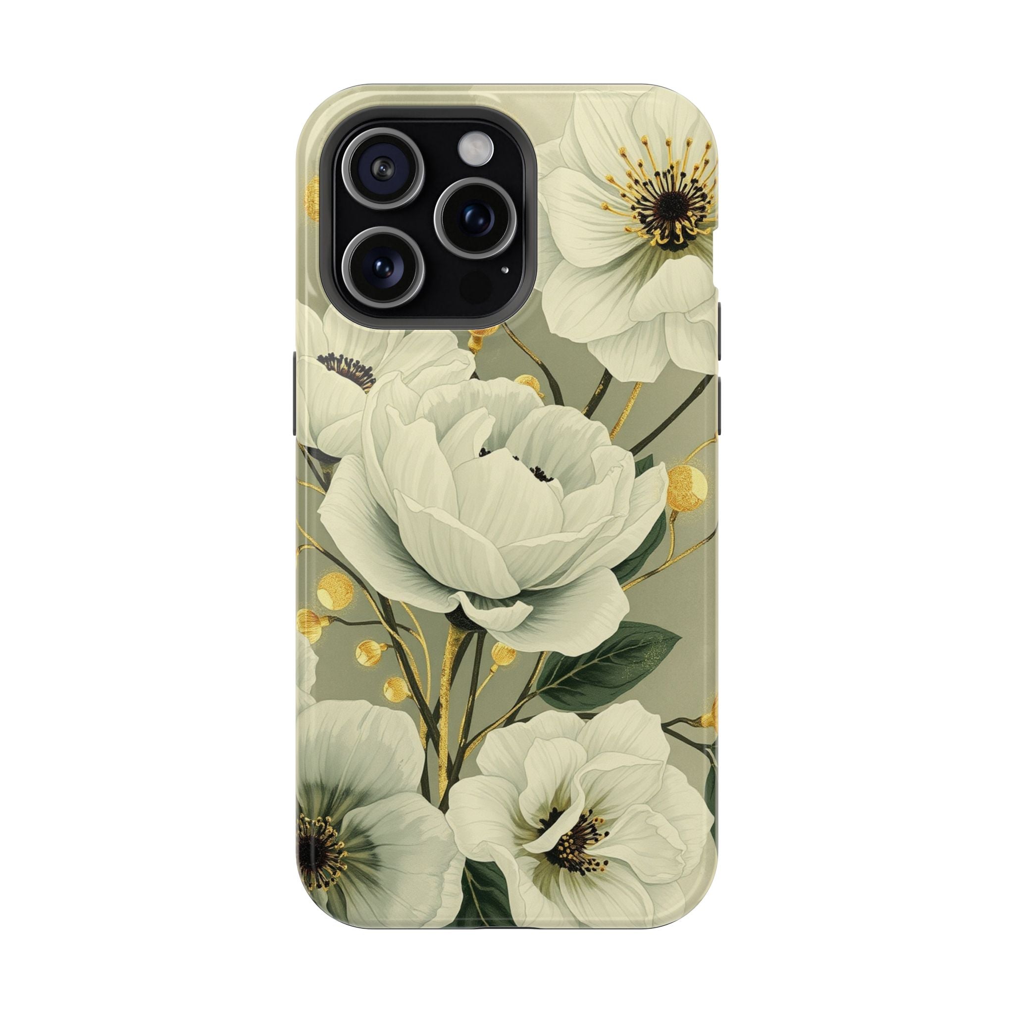 iPhone Sage And Ivory Floral Ink Wash Slim Everyday iPhone 14 Designer · iPhone
