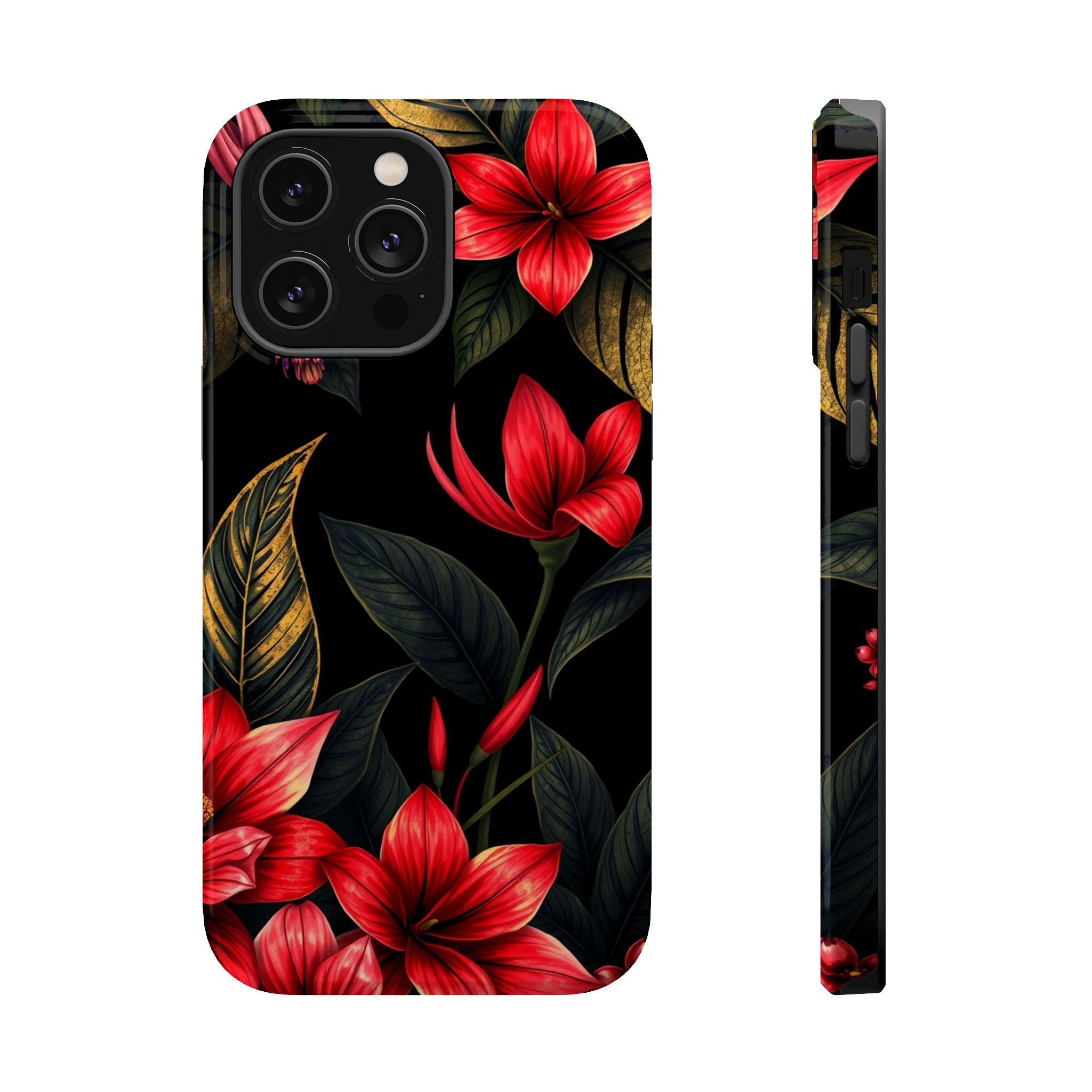 iPhone Black And Crimson Jungle Floral Slim Everyday Designer Case · iPhone Case