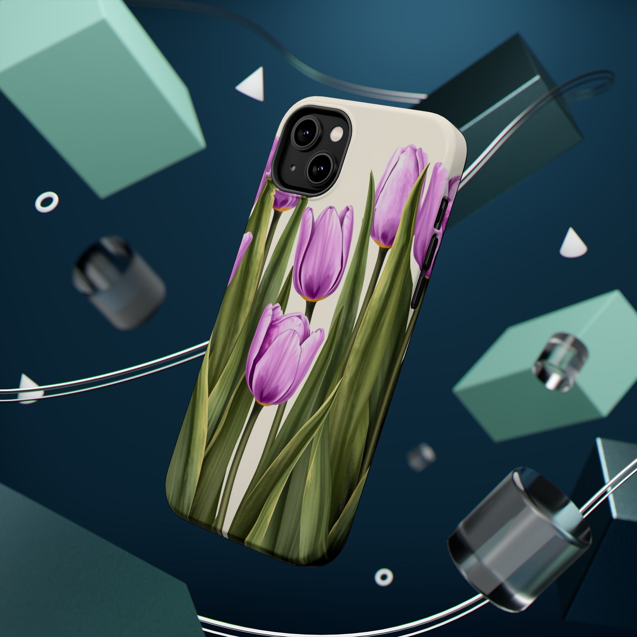 iPhone Tulip Row Electric Art 14 Bold Modern Everyday Snap Case · iPhone Case