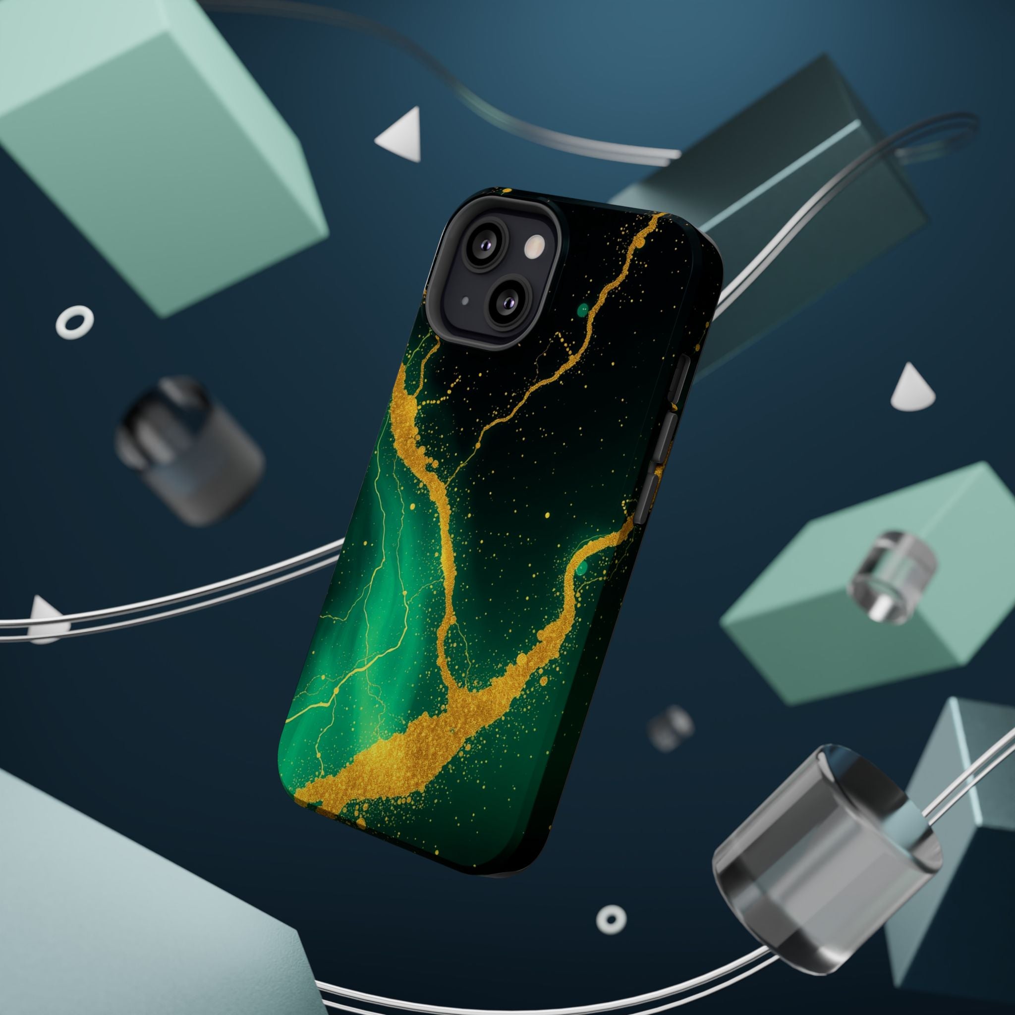iPhone Emerald Green And Gold Petal Storm Slim iPhone Everyday Designer · iPhone
