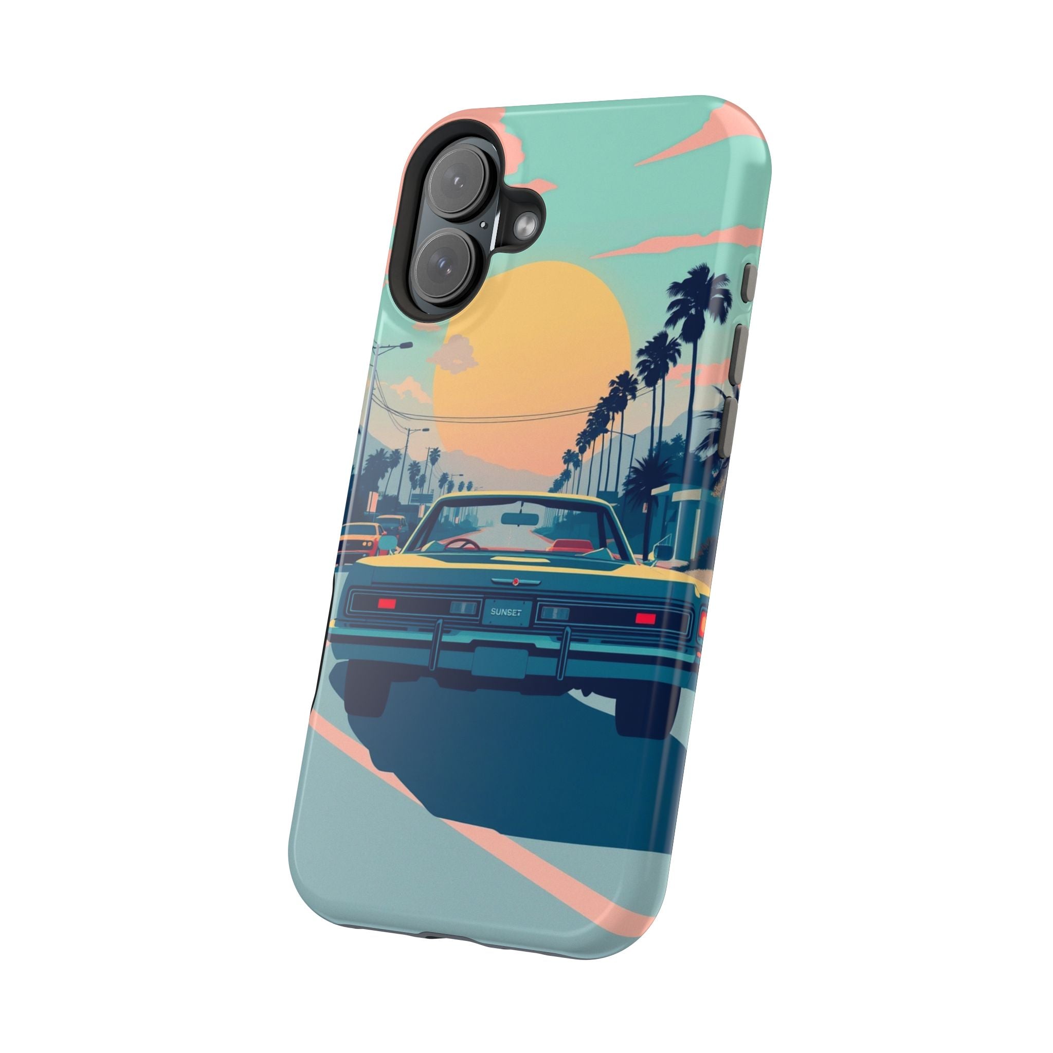 iPhone Sunset Drive 80s Pop Art Bold Slim Everyday Designer Case · iPhone Case