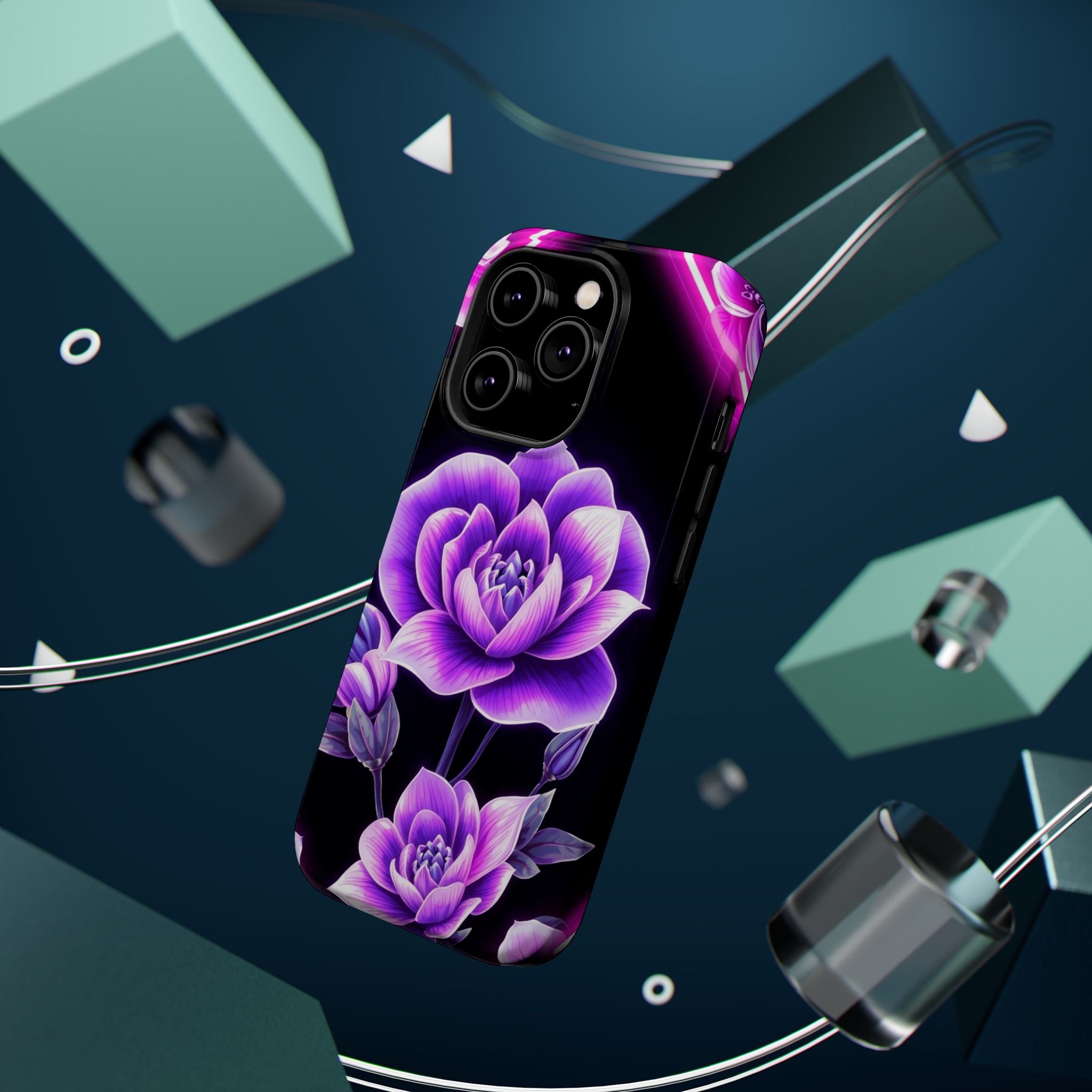 iPhone Floral Ombre Neon Cyberpunk Bold Modern Everyday Snap Case · iPhone Case