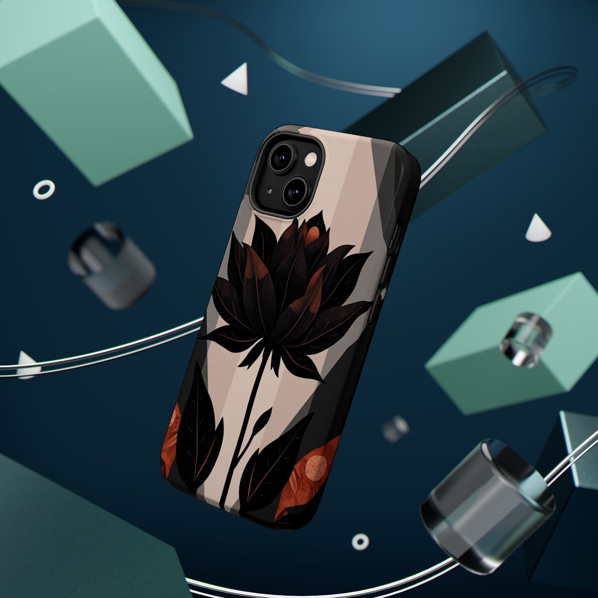 iPhone Charcoal And Copper Floral Silhouette Slim iPhone Everyday · iPhone Case