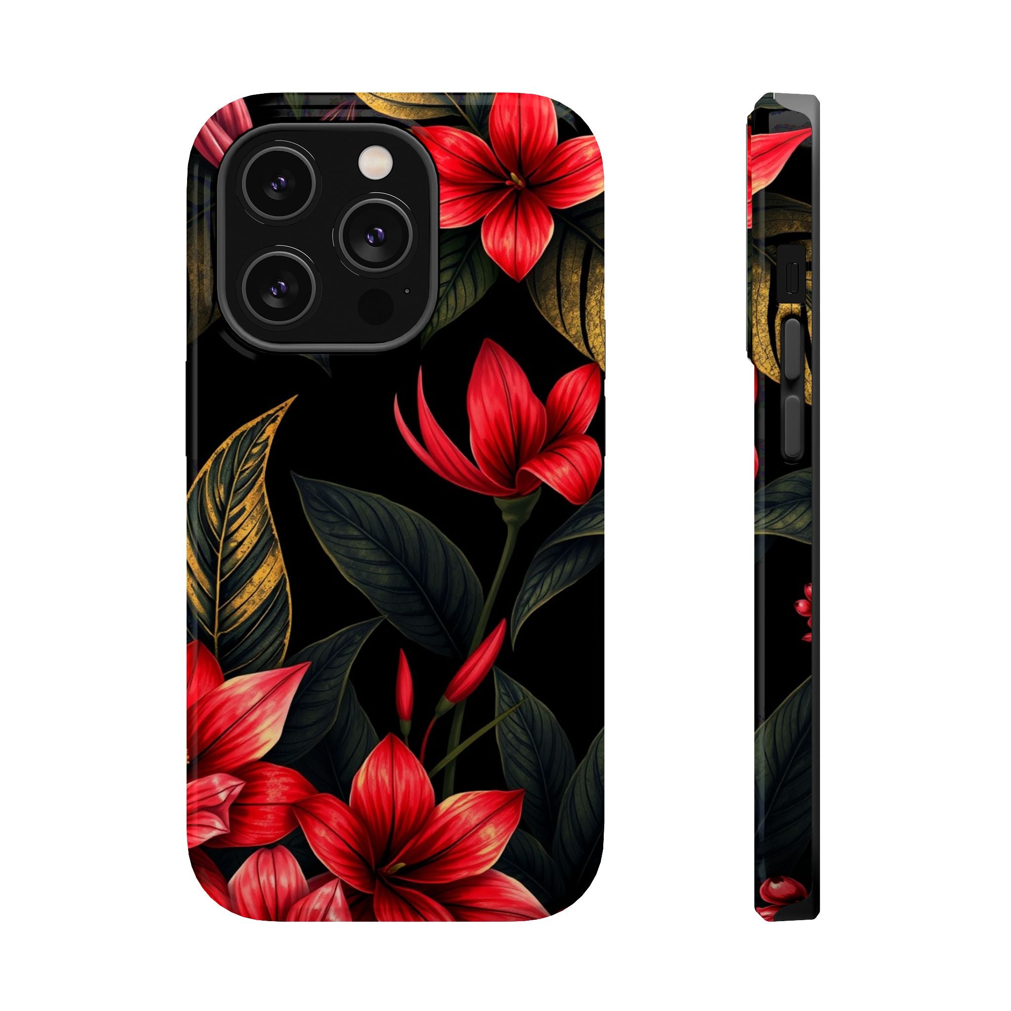 iPhone Black And Crimson Jungle Floral Slim Everyday Designer Case · iPhone Case