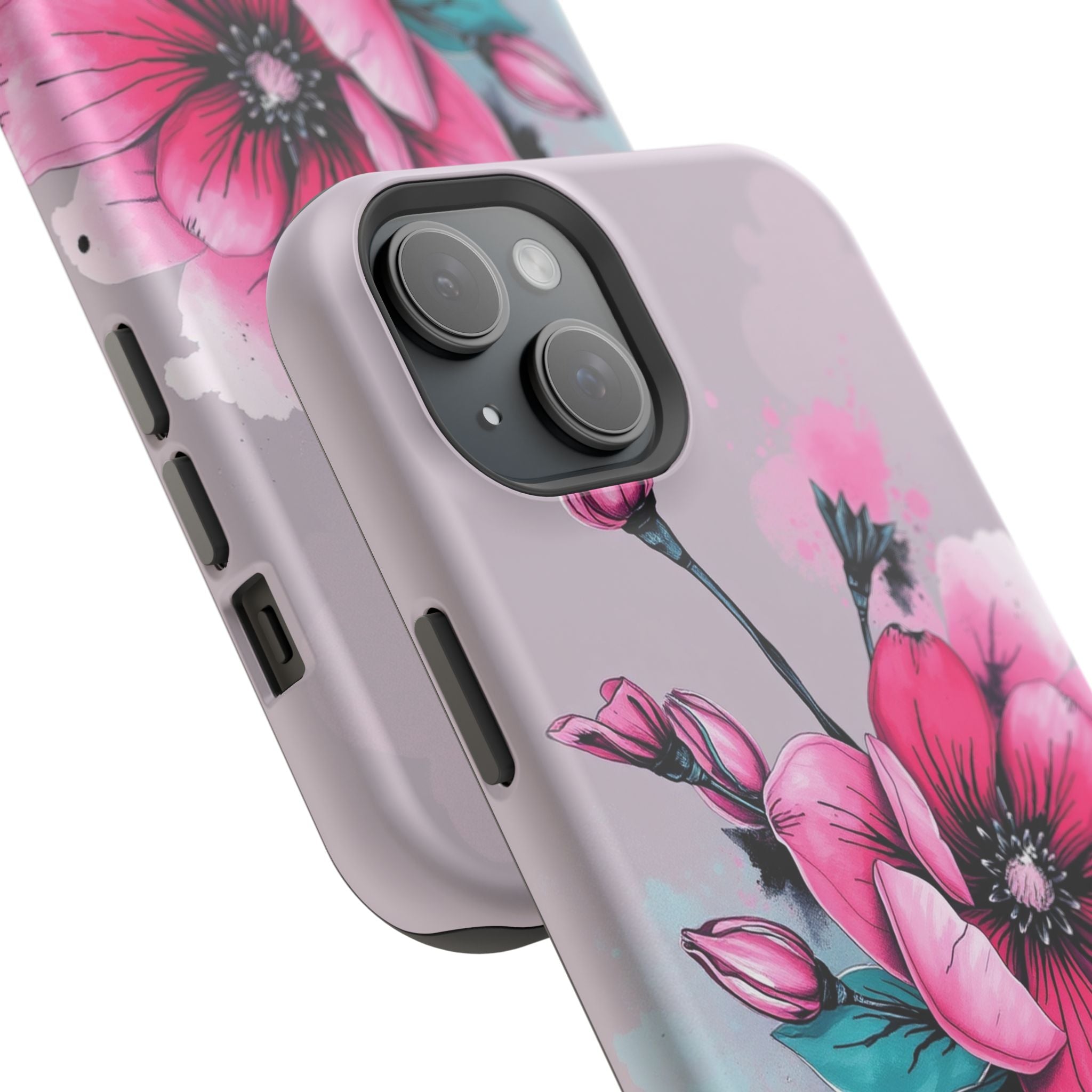 iPhone Mint And Blush Floral Ink Wash Slim Everyday Designer Case · iPhone Case