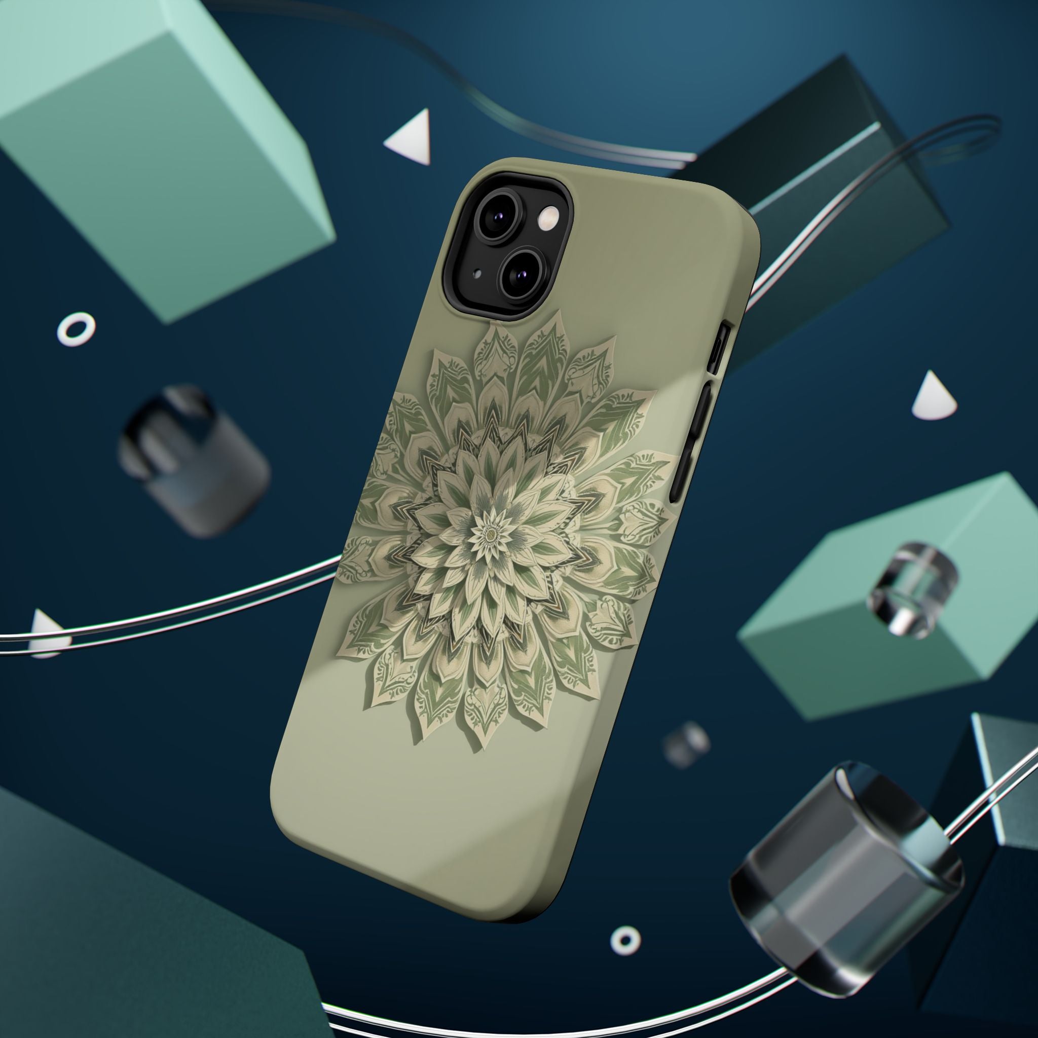 iPhone Sage And Ivory Floral Mandala Slim Everyday Designer Case · iPhone Case