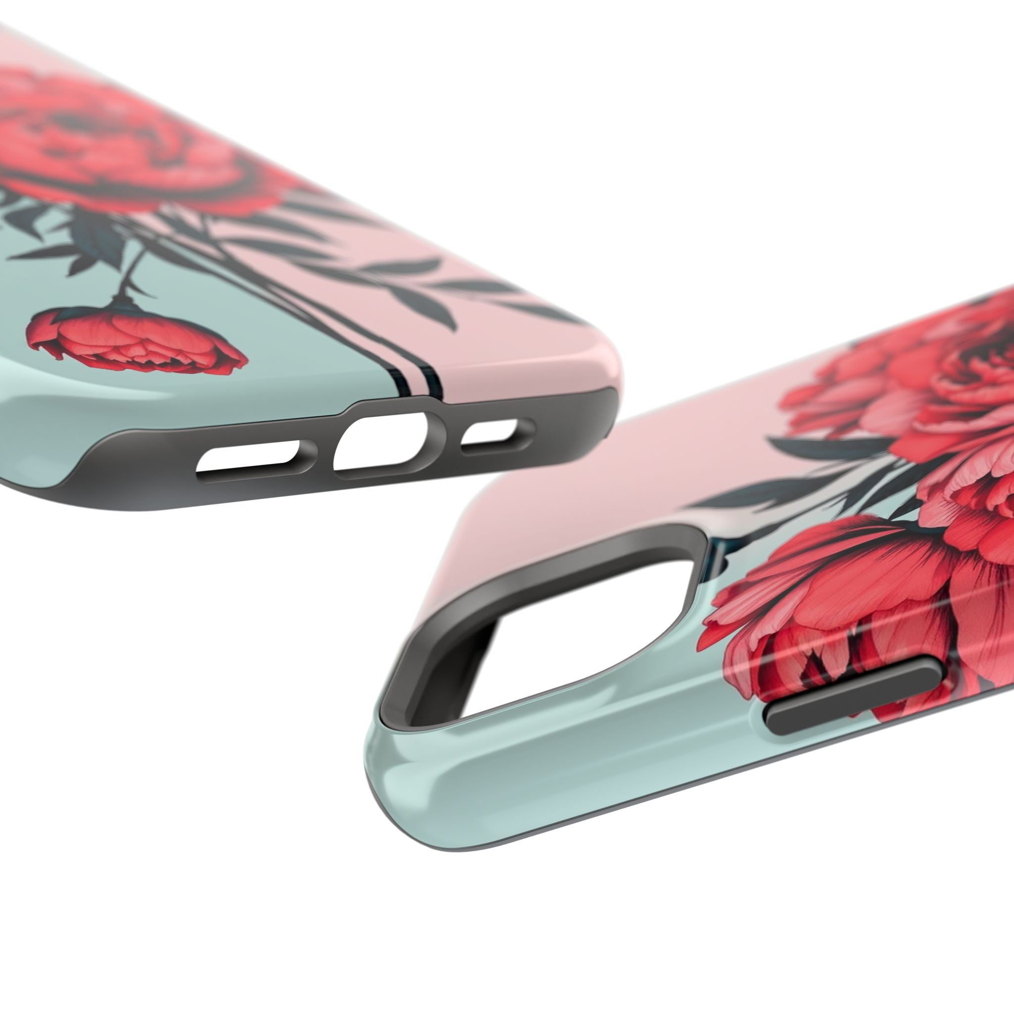 iPhone Teal And Coral Peony Bouquet Artistic Everyday Cas Slim Snap Case · iPhon