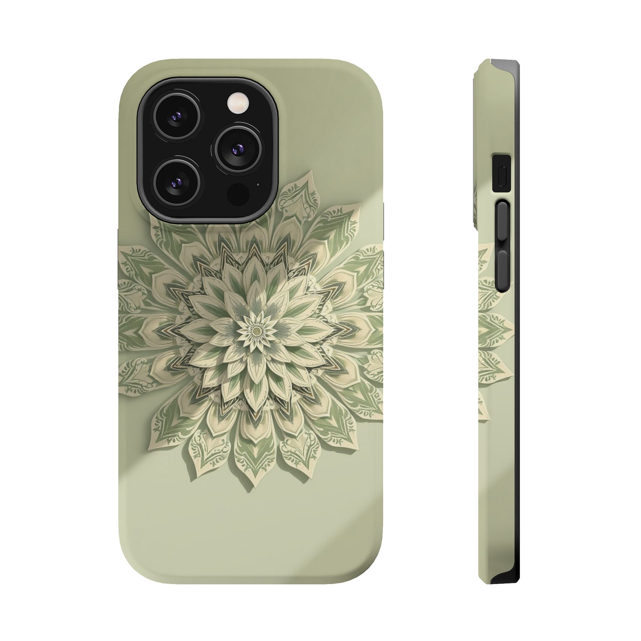 iPhone Sage And Ivory Floral Mandala Slim Everyday Designer Case · iPhone Case