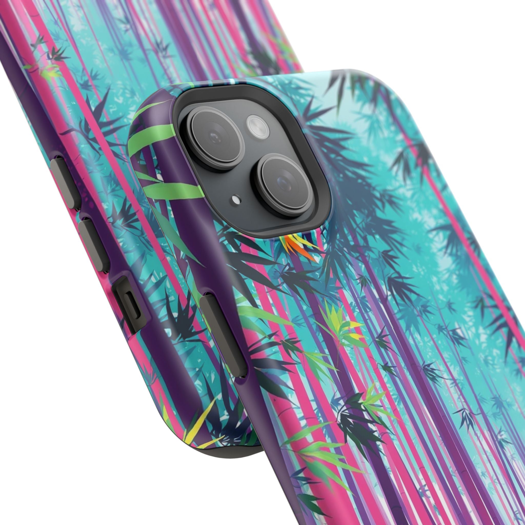 iPhone Cyan And Magenta Bamboo Grove Slim Everyday Designer Case · iPhone Case