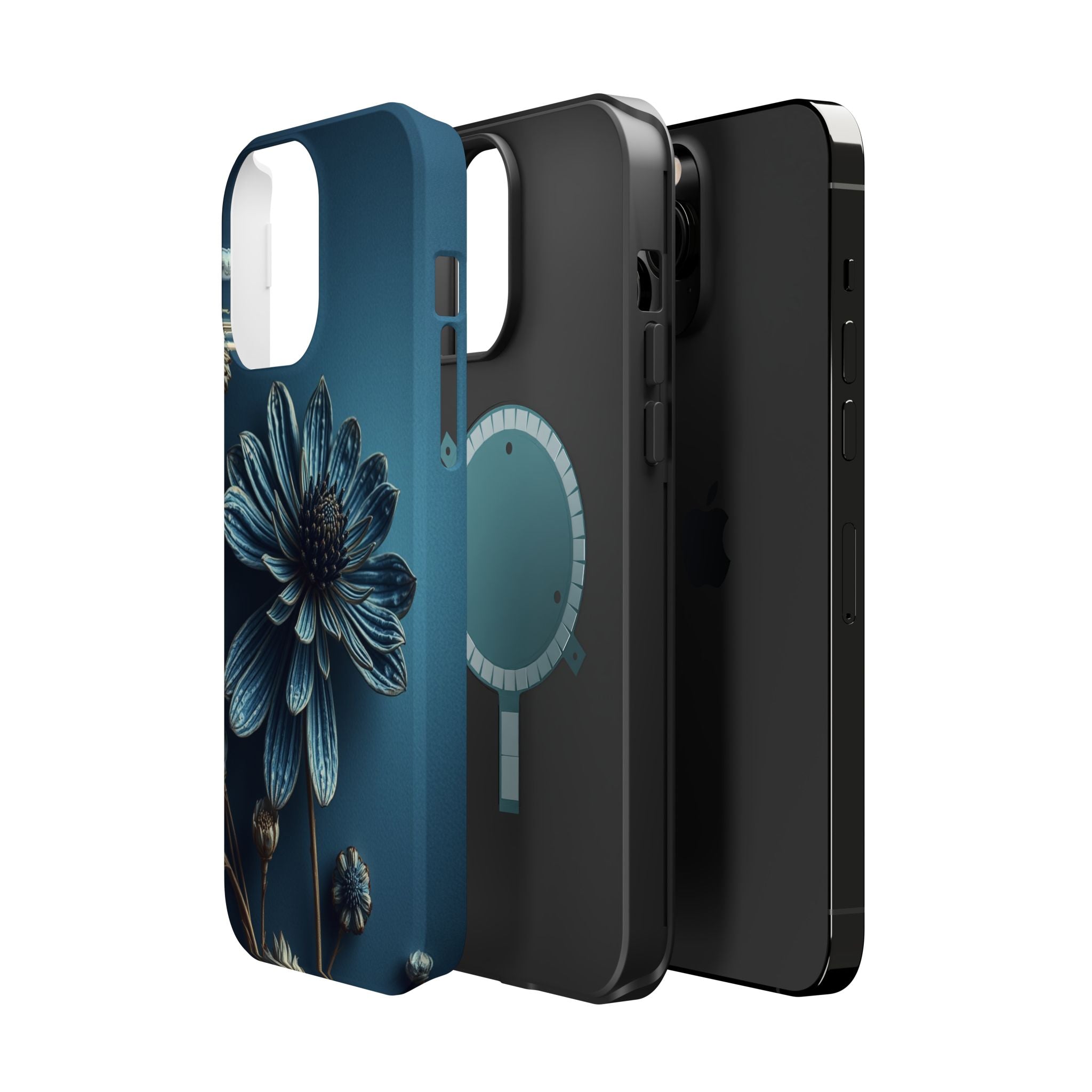 iPhone Midnight Blue And Silver Dried Flower Flat Lay iPhone 15 · iPhone Case
