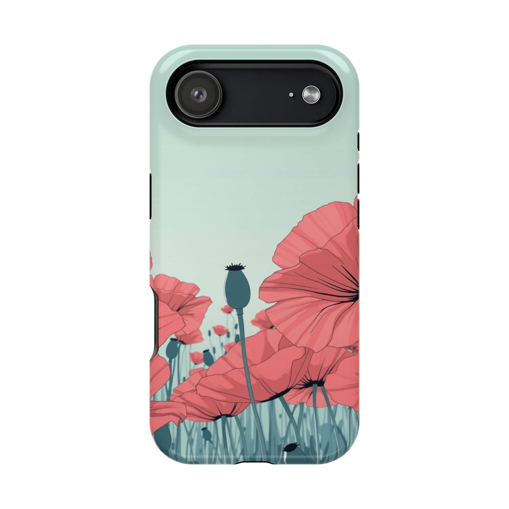 iPhone Mint And Blush Poppy Field Bold Modern Everyday Snap Case · iPhone Case
