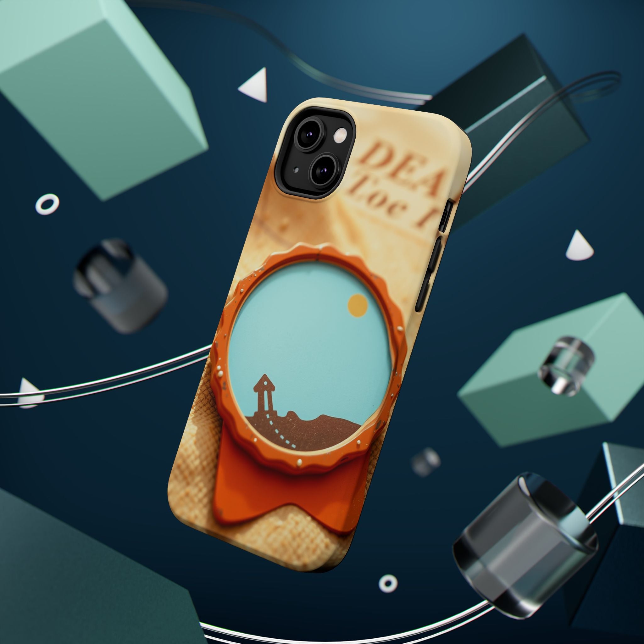 iPhone Burnt Orange And Sand Retro Travel Badge Soft Finish Everyday Case · iPho