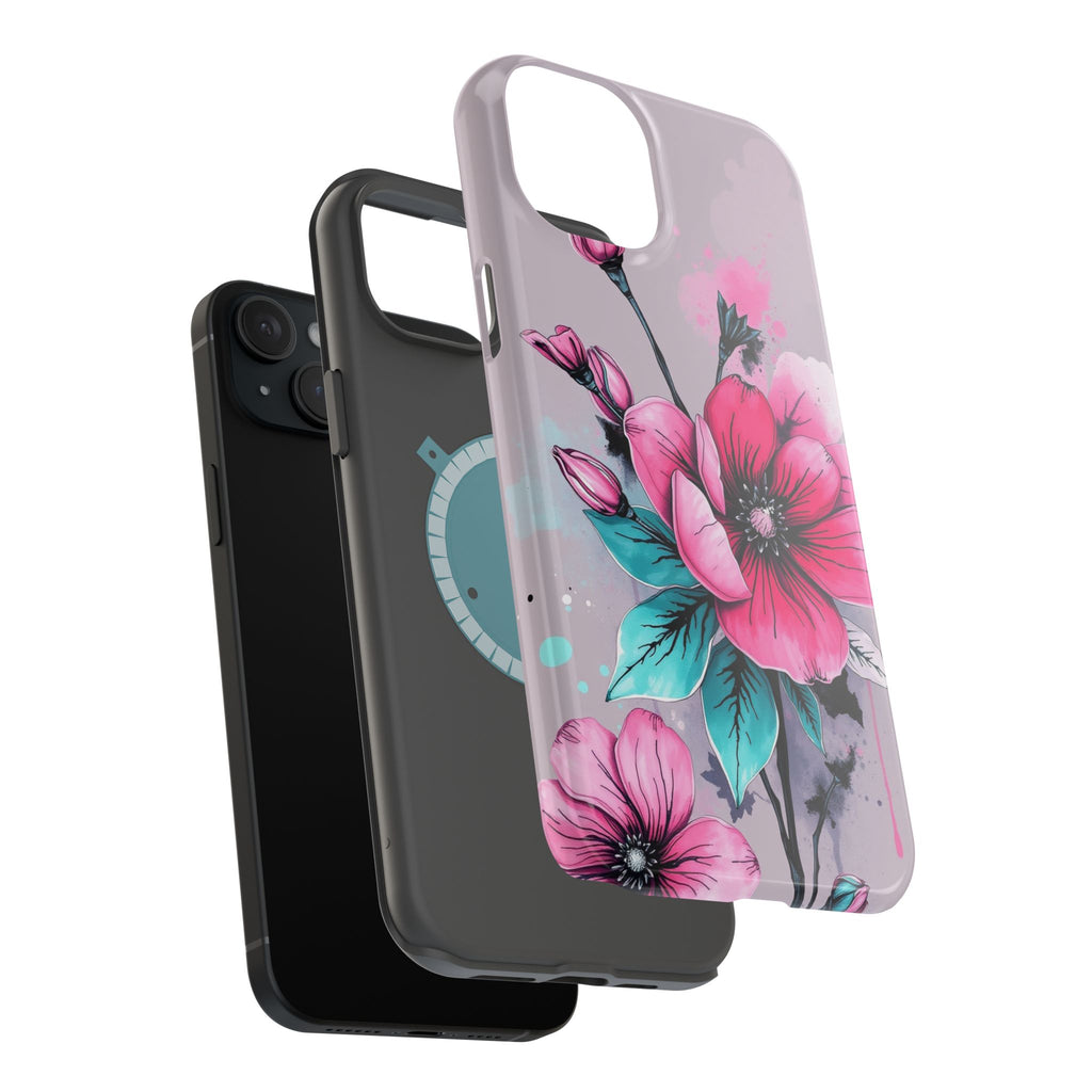 iPhone Mint And Blush Floral Ink Wash Slim Everyday Designer Case · iPhone Case