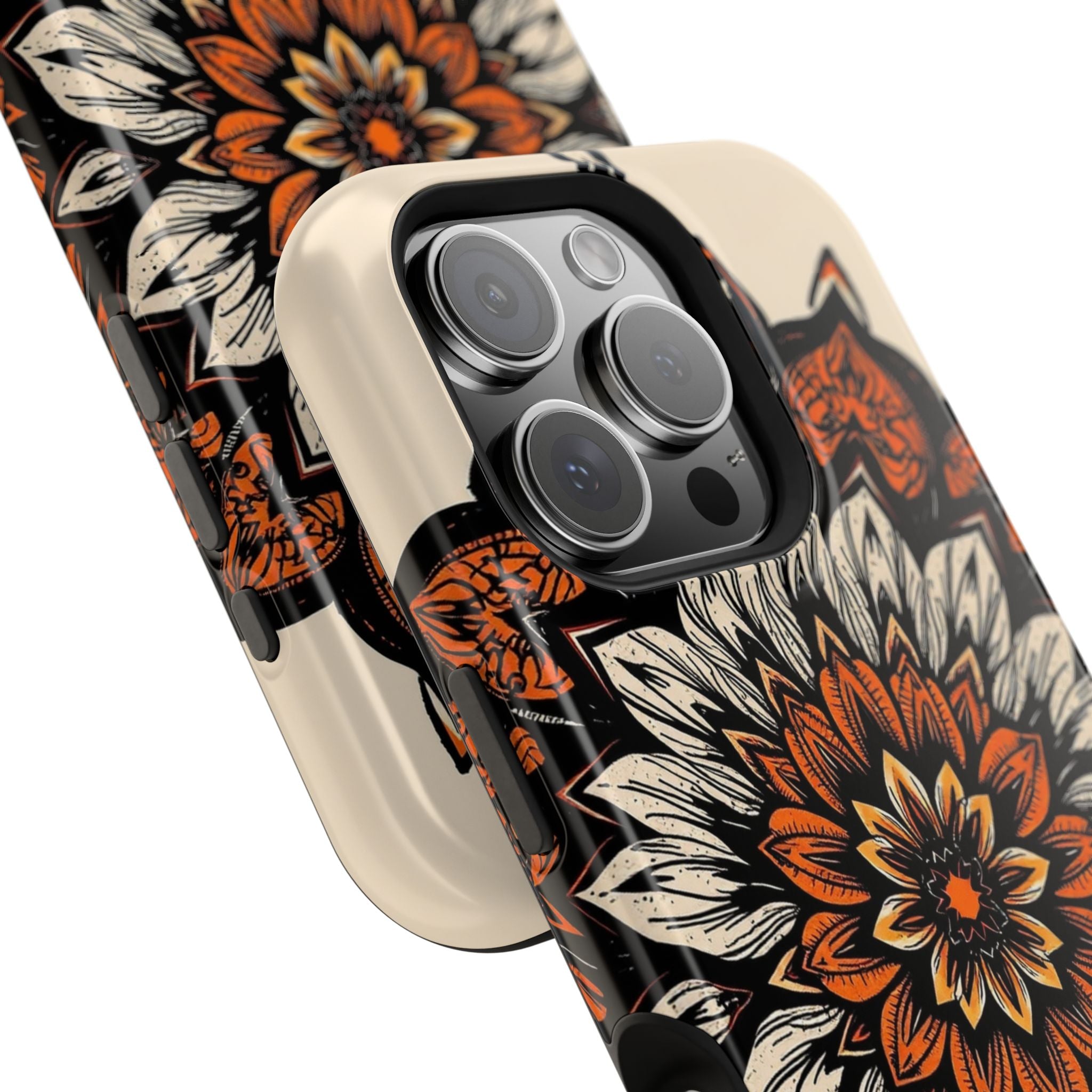 iPhone Burnt Orange And Sand Floral Mandala Slim Snap Cas Carry Case · iPhone Ca