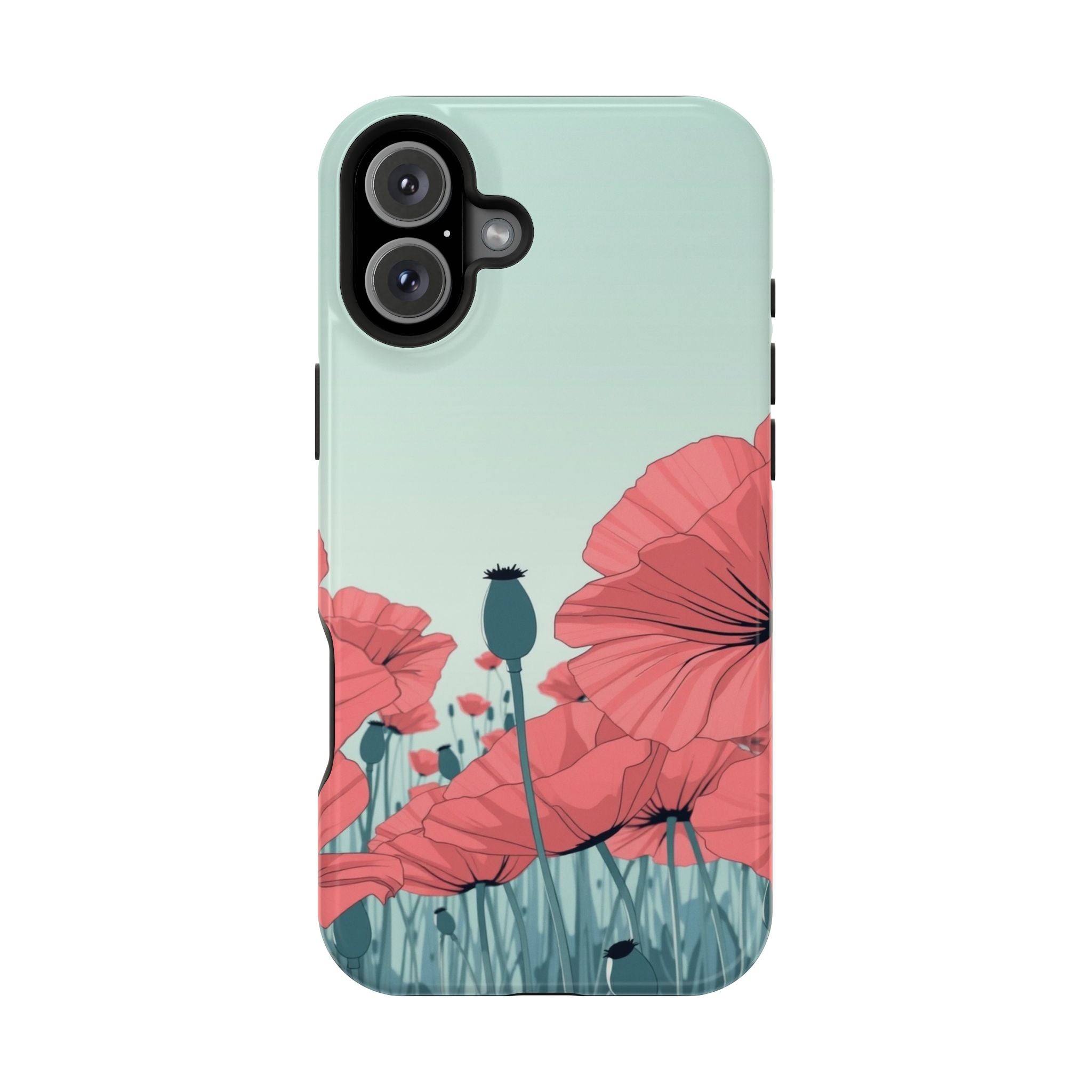 iPhone Mint And Blush Poppy Field Bold Modern Everyday Snap Case · iPhone Case