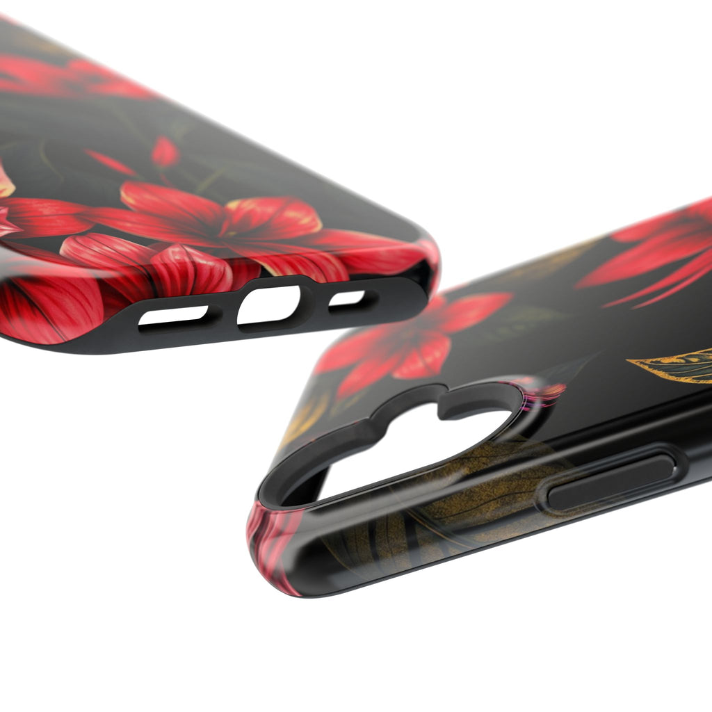 iPhone Black And Crimson Jungle Floral Slim Everyday Designer Case · iPhone Case