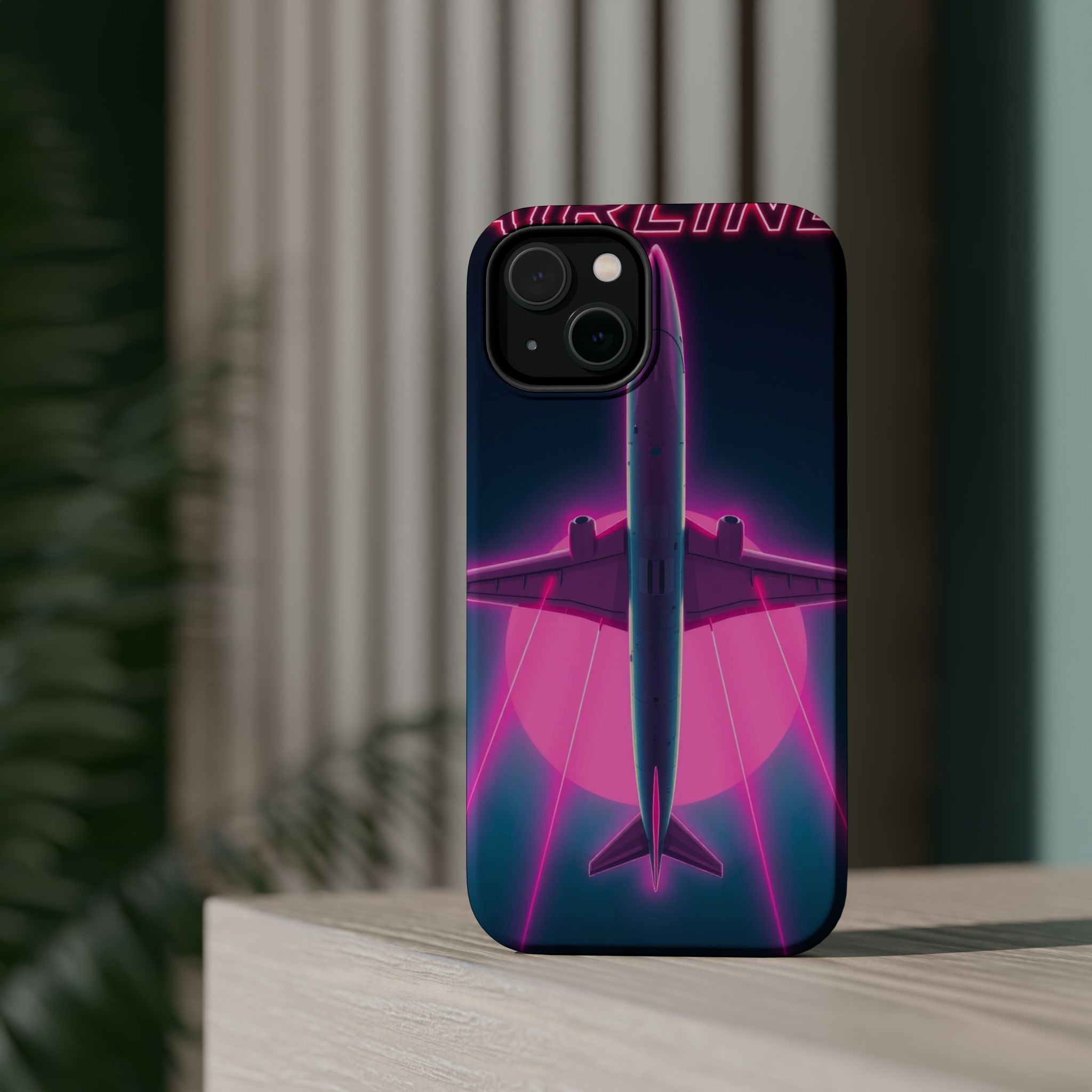iPhone Cyan And Magenta Retro Airline Poster Slim Everyday Designer Case · iPhon