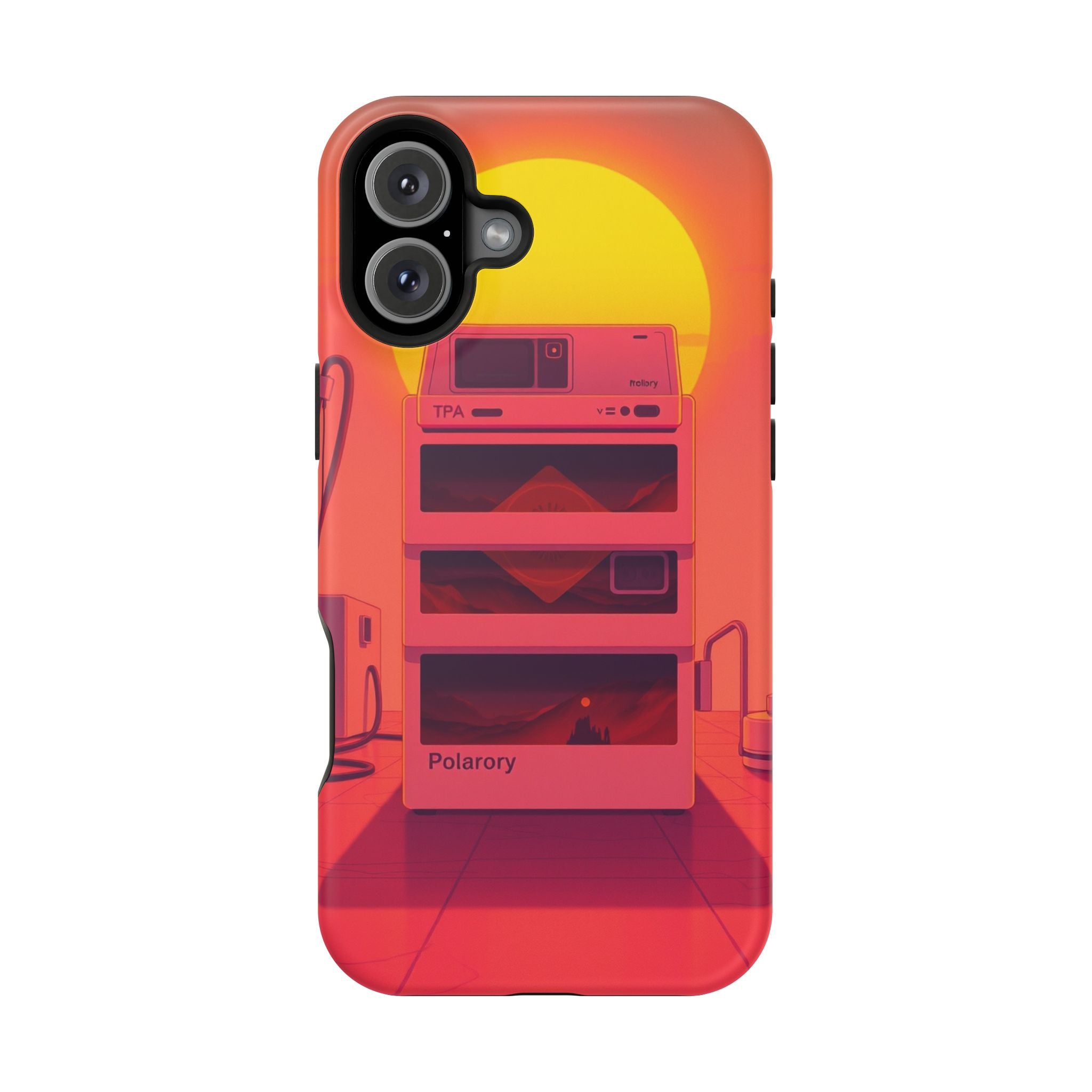 iPhone Polaroid Stack Memory Neon Cyberpunk Slim Everyday Designer Case · iPhone