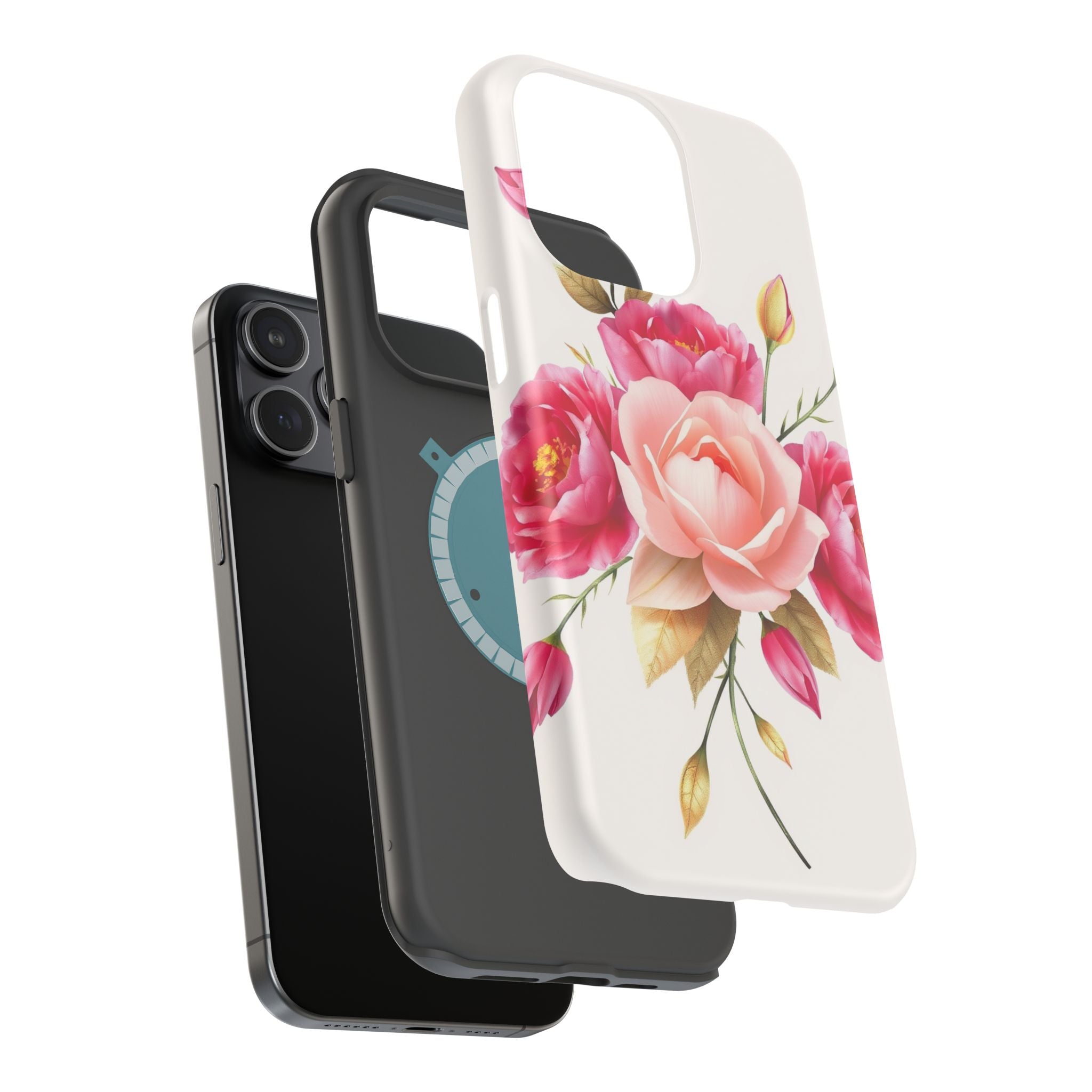 iPhone Rose Pink And Cream Neon Floral Slim Everyday Designer Case · iPhone Case
