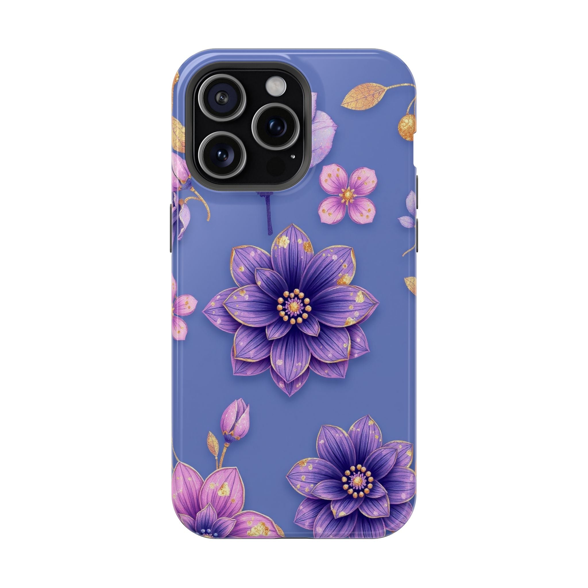 iPhone Indigo And Violet Floral Gold Foil Slim iPhone Everyday Designer · iPhone