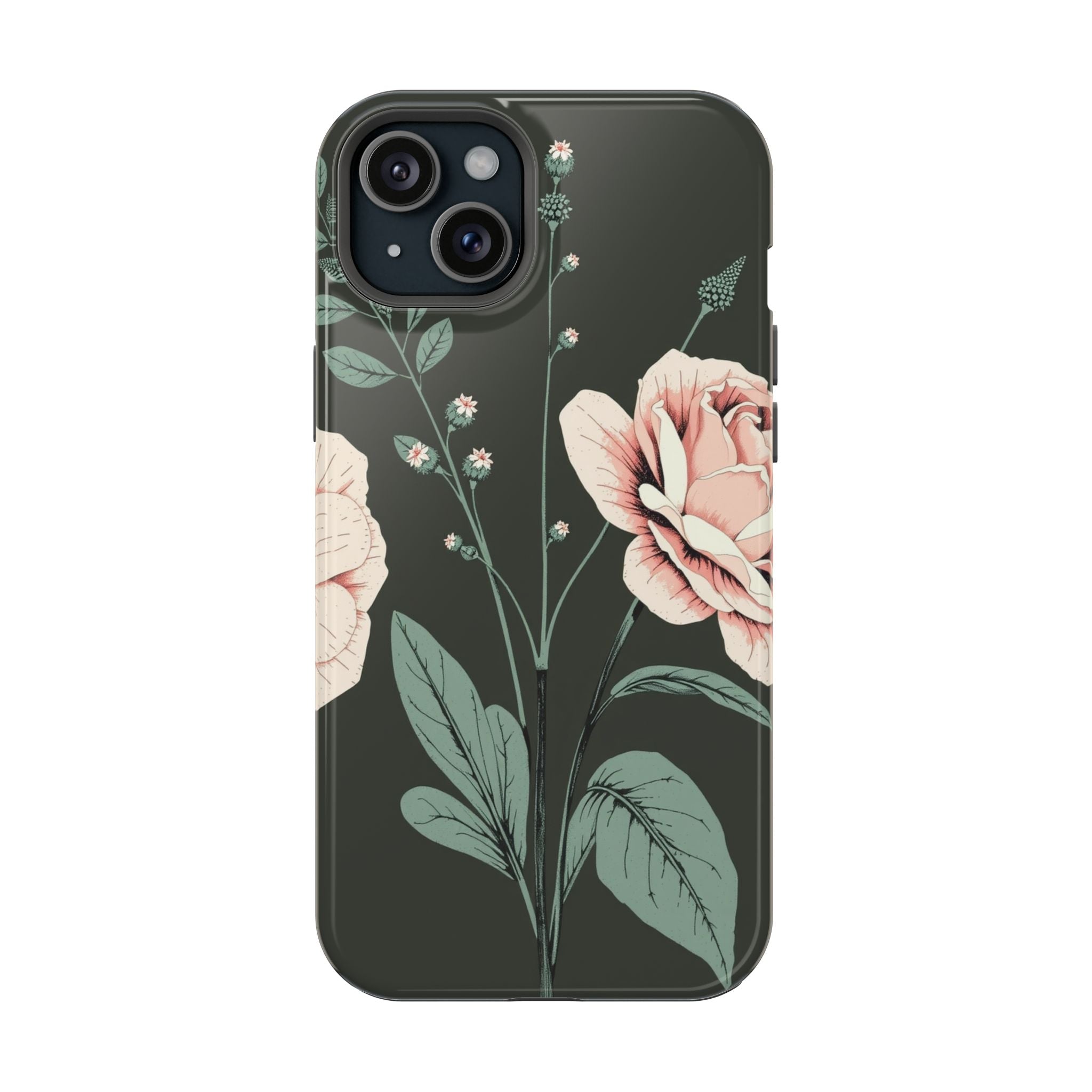 iPhone Mint And Blush Vintage Botanical Print Slim Everyday Designer Case · iPho